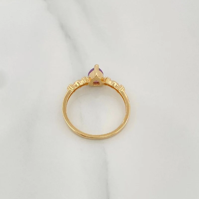 Anillo Solitario Gota 2.15 g / T7 Oro Amarillo 18K - Image 4