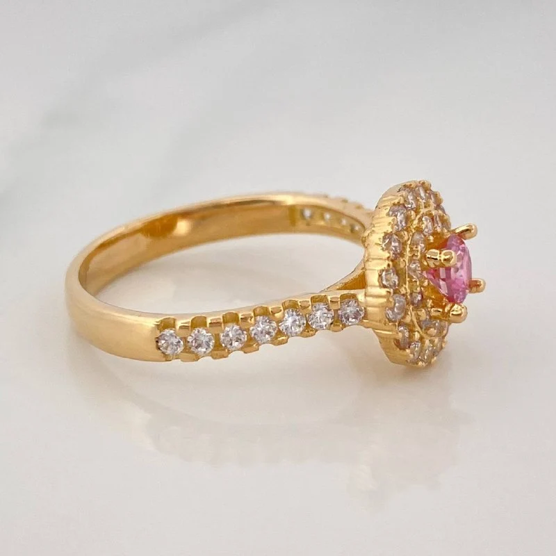 Anillo Solitario Halo Tupido 3.85 g / T6 1/2 Oro Amarillo 18K - Image 3