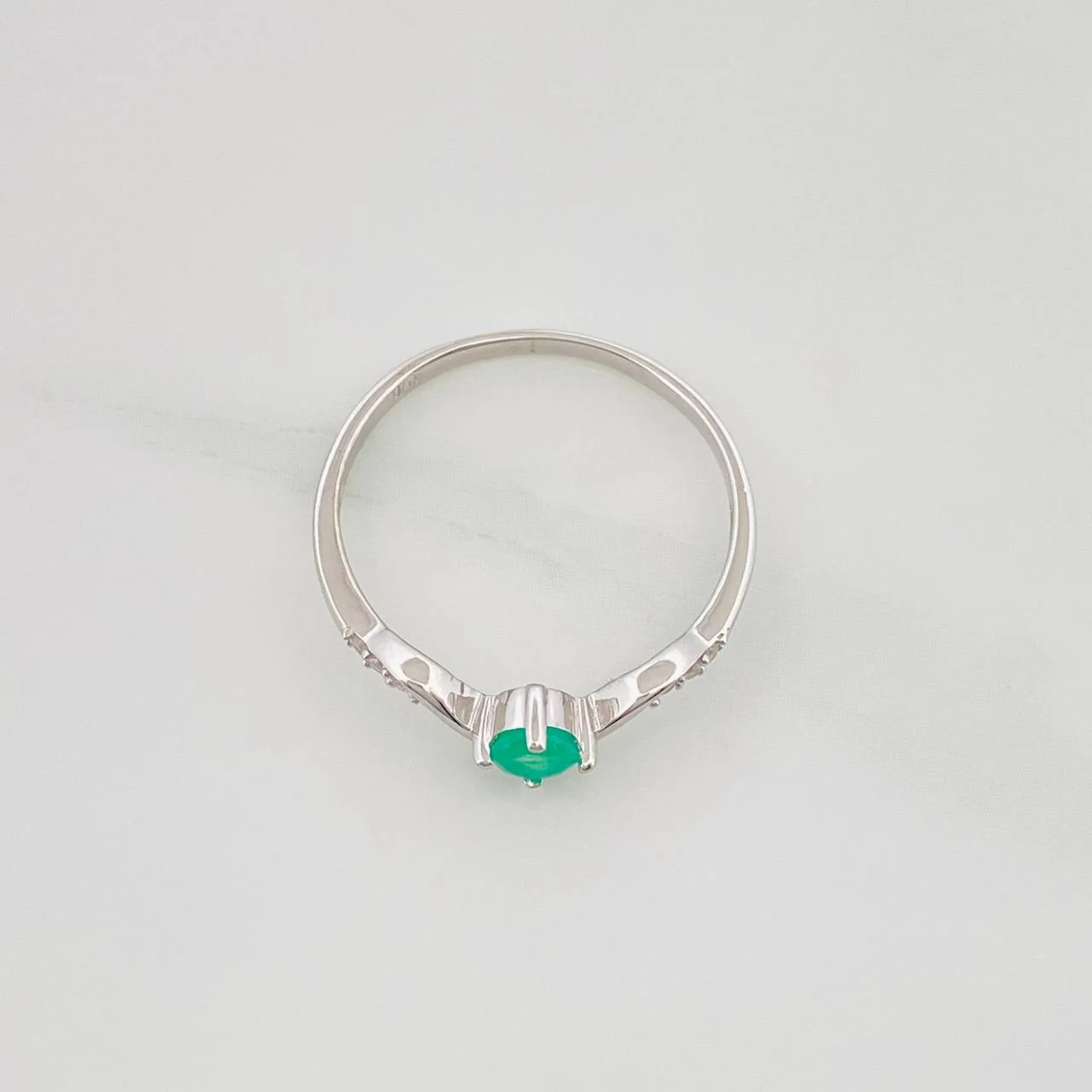 Anillo Solitario Tiara Esmeralda 20 Pts 1.2 g / T6 3/4 Plata 925 - Image 3