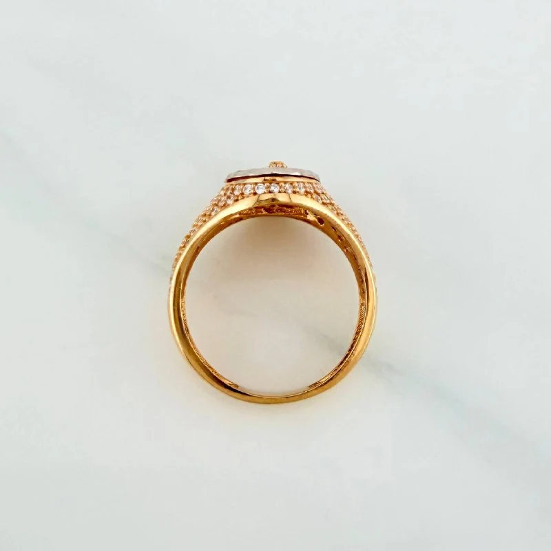 Anillo Virgen De Guadalupe 4.75 g / T6 3/4 Dos Oros Amarillo Blanco 18K - Image 3