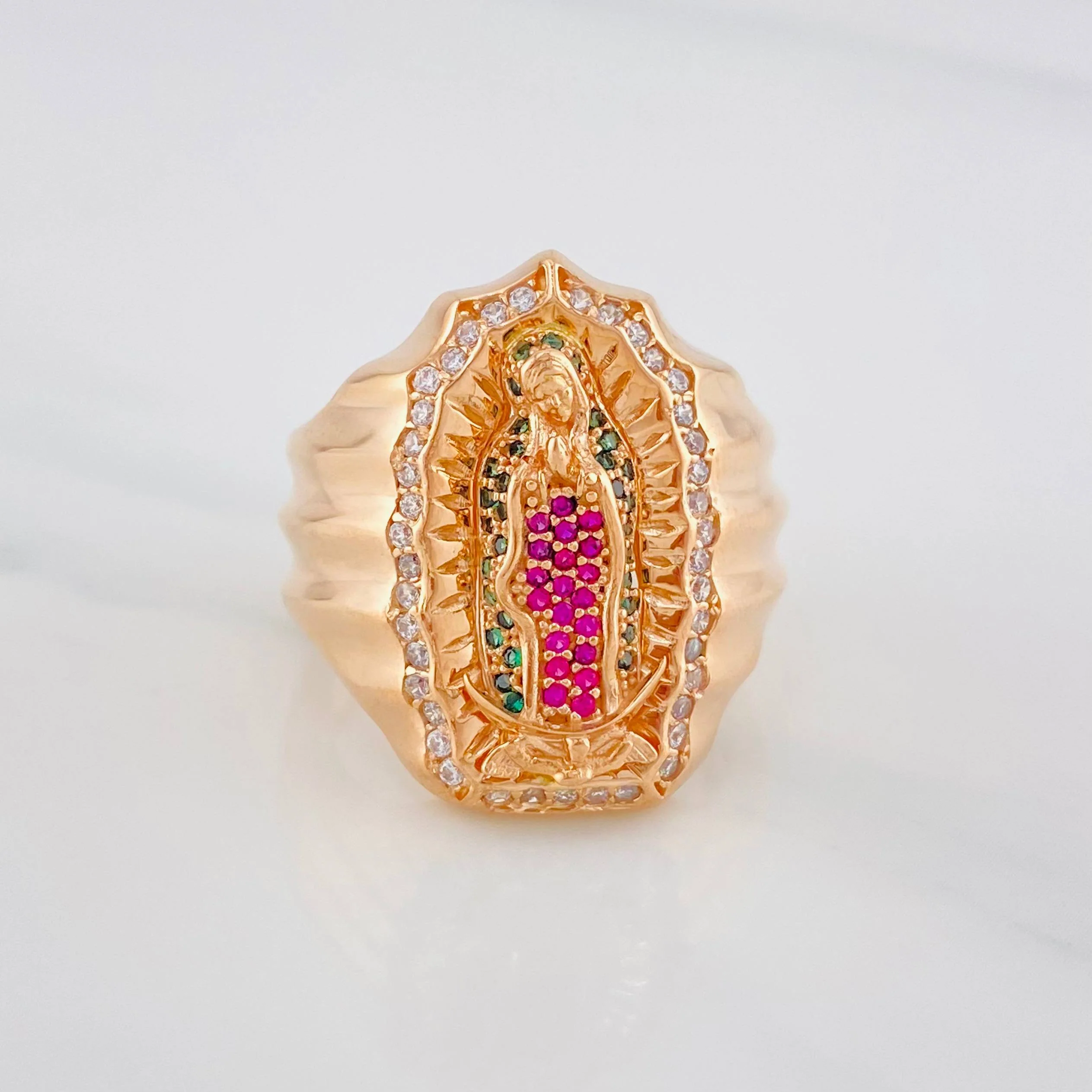 Anillo Virgen Guadalupe 13.6 g / T10 3/4 Oro Rosa 18K