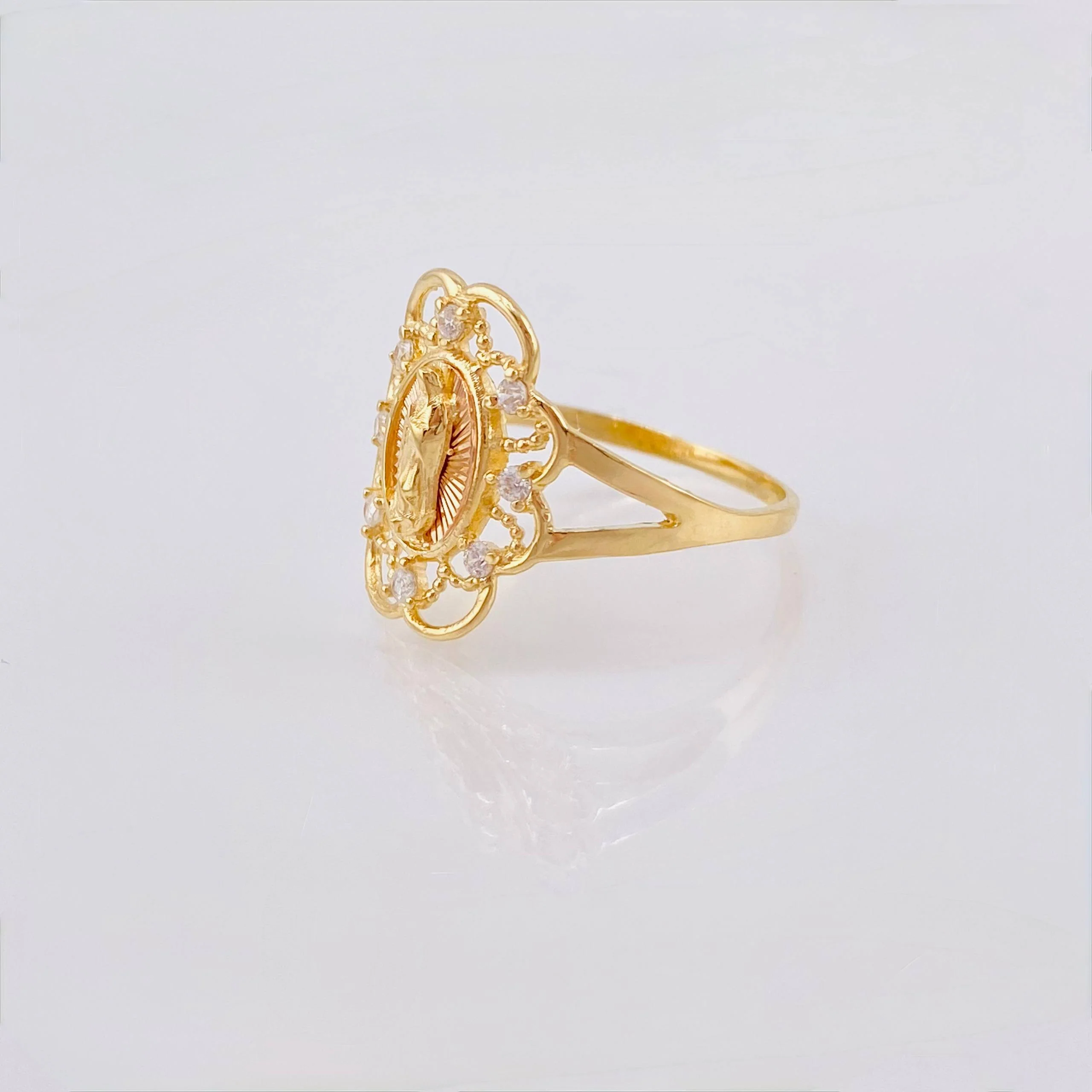 Anillo Virgen Guadalupe Bardera 2gr / T6 3/4 / Dos Oros Amarillo Rosa 18K - Image 2