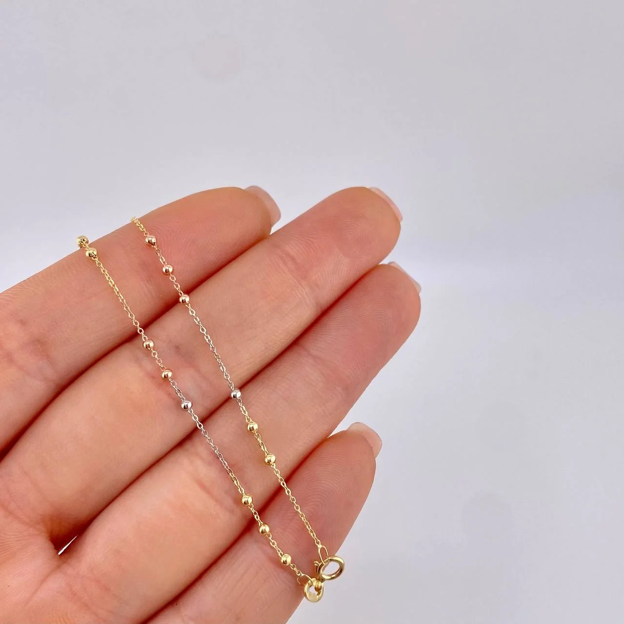 Cadena Aro Seguido Bolas 1.55g / 16 in / 18mm Tres Oros 18K - Image 5