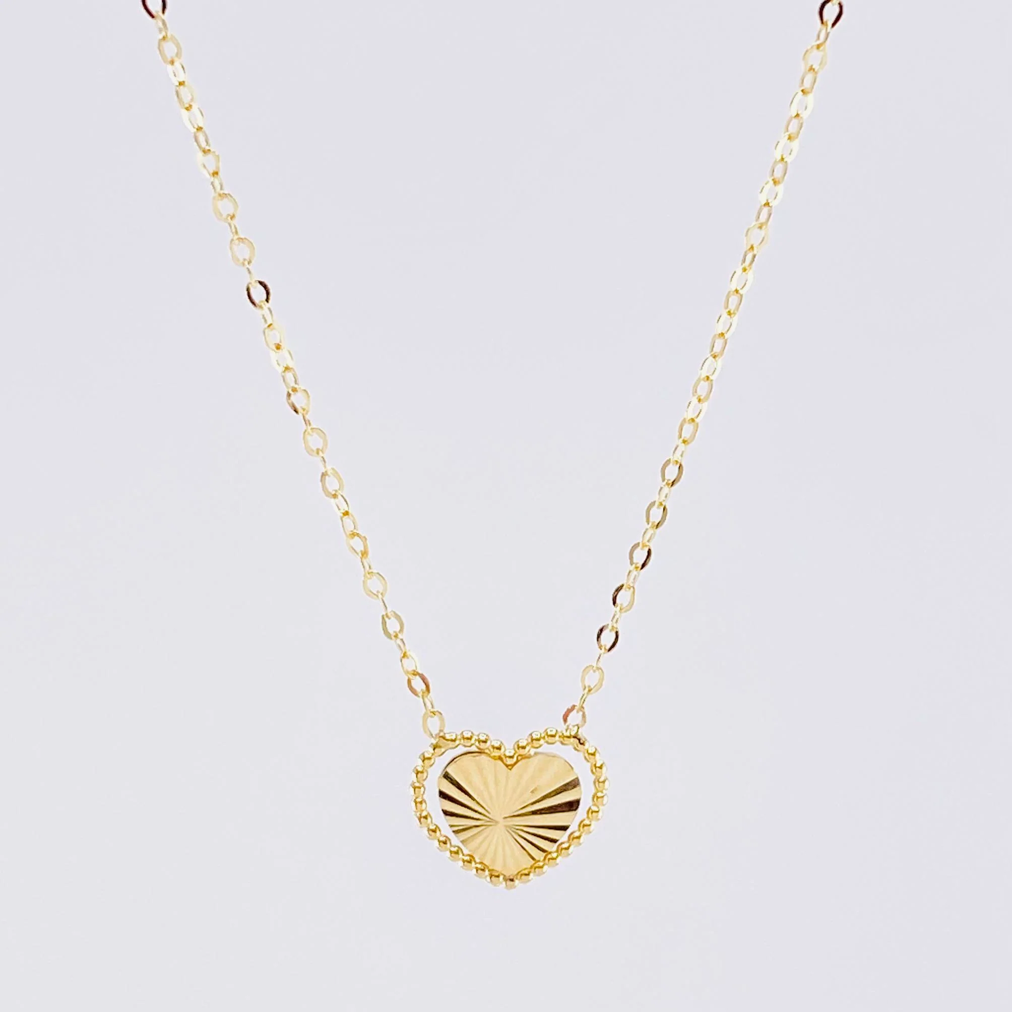 Cadena Aro Seguido Dije Corazón Diamantado 1.4g / 18 in / 1mm Oro Amarillo 18K - Image 2