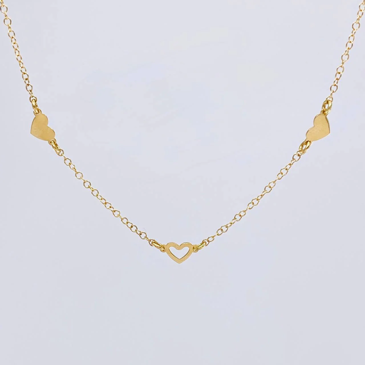 Cadena Aro Seguido Trio Silueta De Corazones 2.15 g / 17 1/4 in / 1.05 mm Oro Amarillo 18K - Image 2