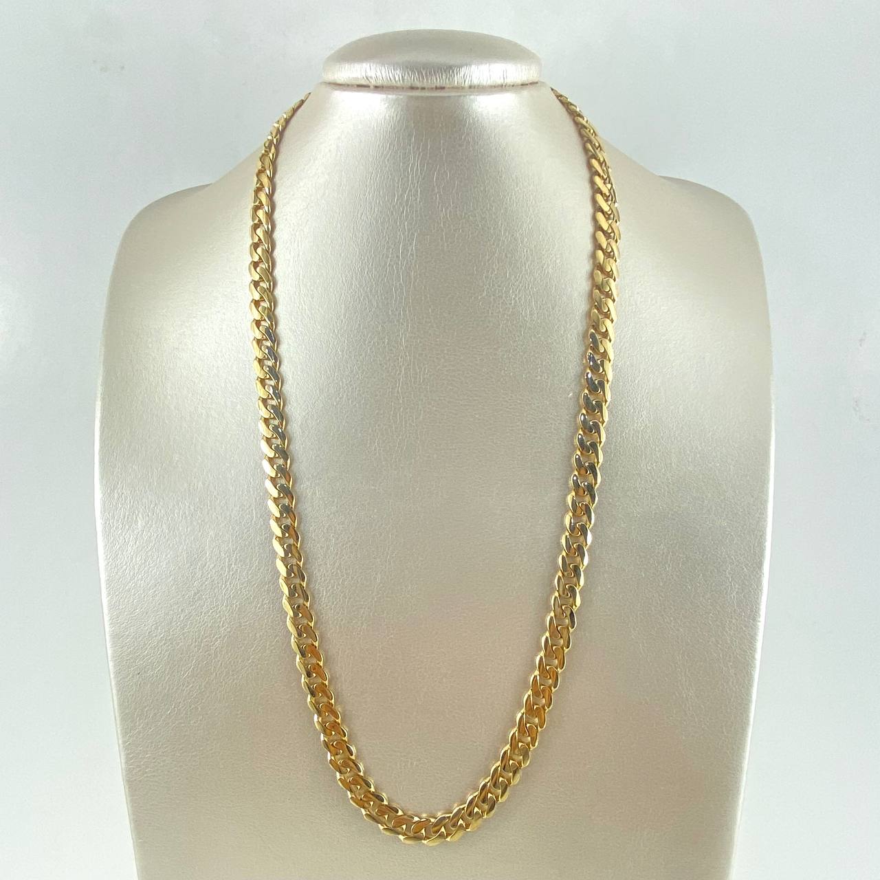 Cadena Cubana 40gr / 60cm / 8mm Broche Cajon Circones Blancos Oro Amarillo 18K © - Image 5