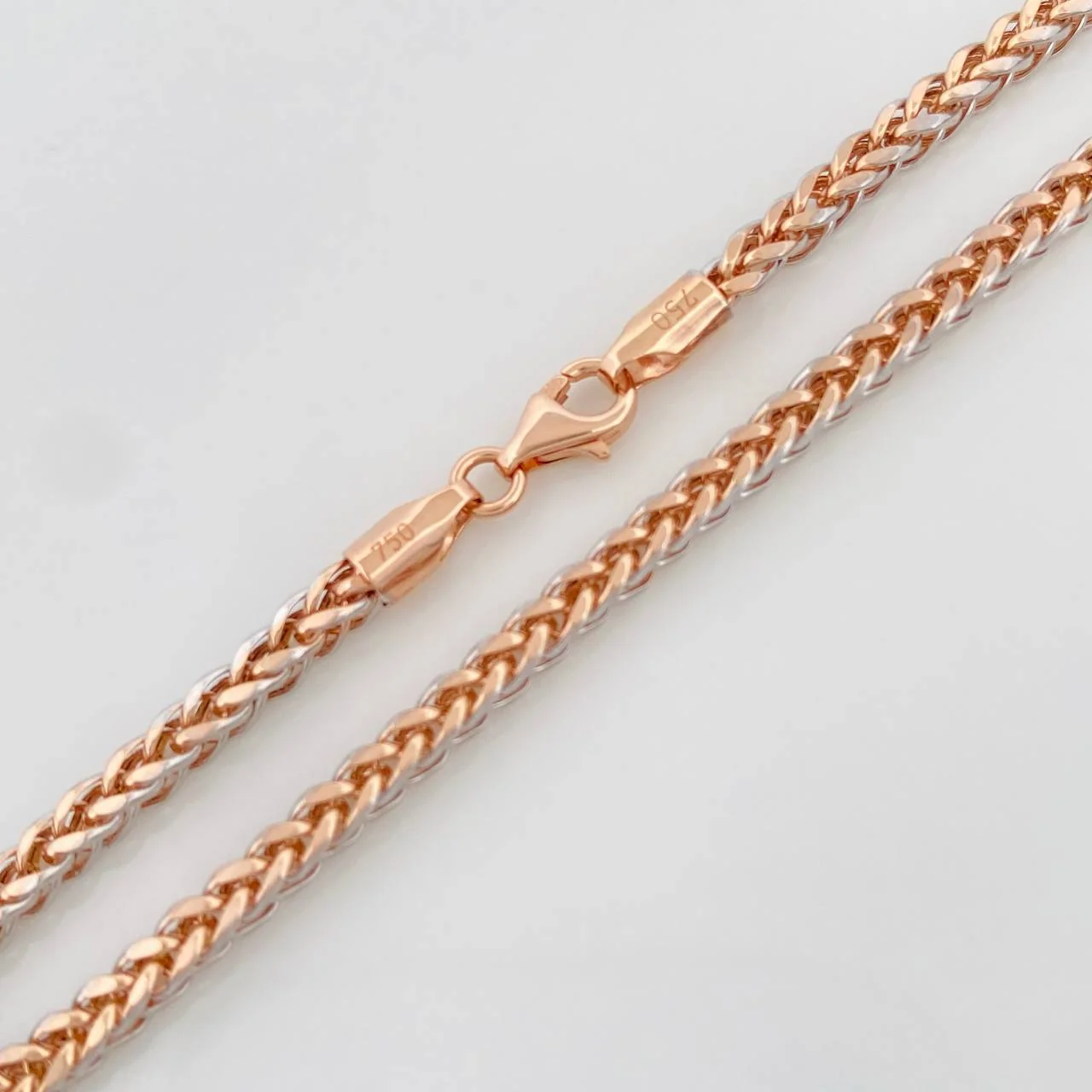 Cadena Franco 7.8 g / 21 3/4 in / 2.36 mm Dos Oros Blanco Rosa 18K - Image 3