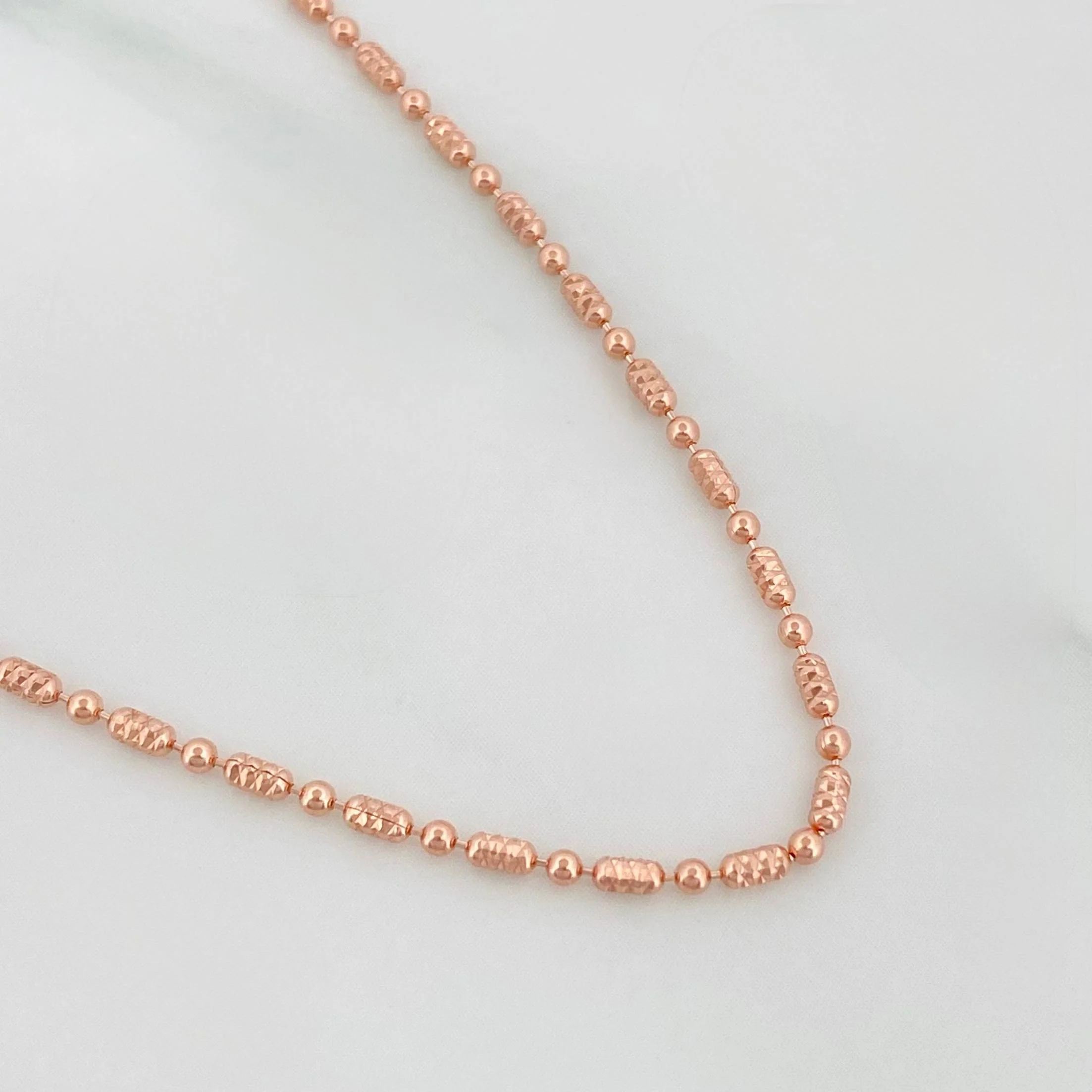 Cadena Morse 3.7g / 16 in / 0.7mm Oro Rosa 18K