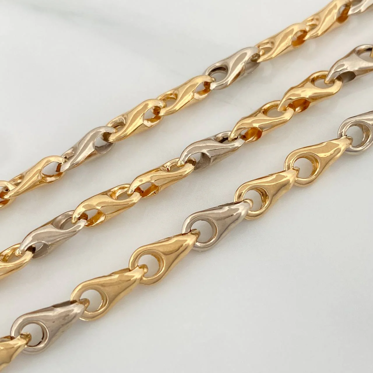 Cadena Rustica Espiga 9.95g / 20 in / 4.7mm Dos Oros Amarillo Blanco 18K $ - Image 3