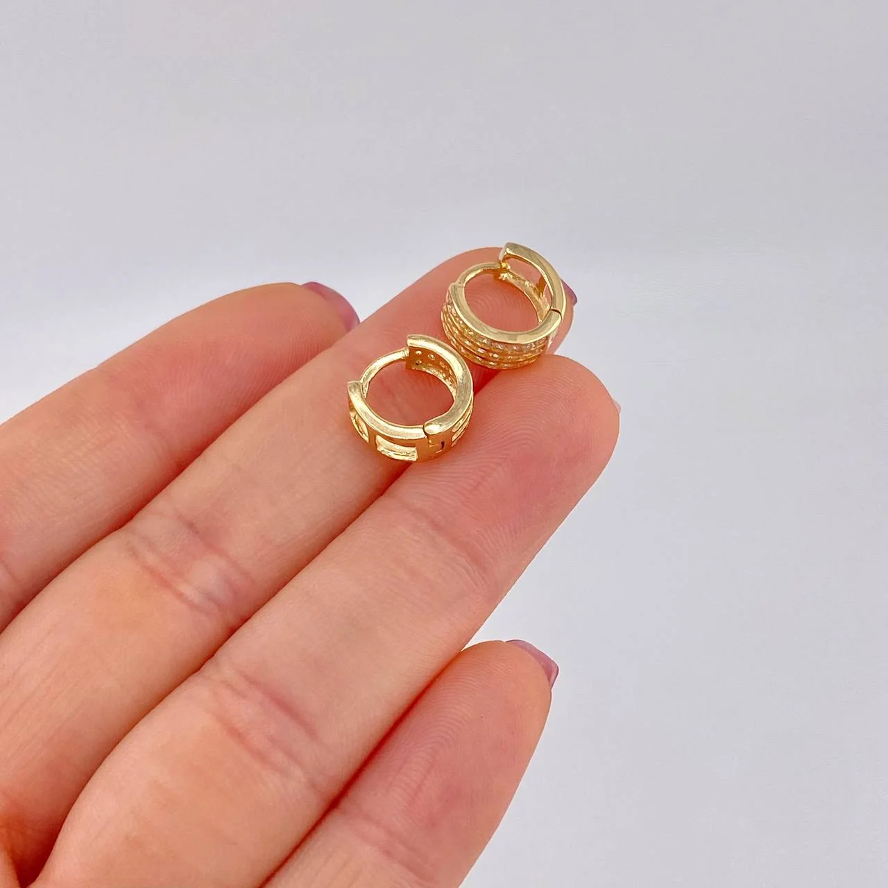 Candongas Carril Triple 2.75g / 1/2 in Oro Amarillo 18K - Image 4
