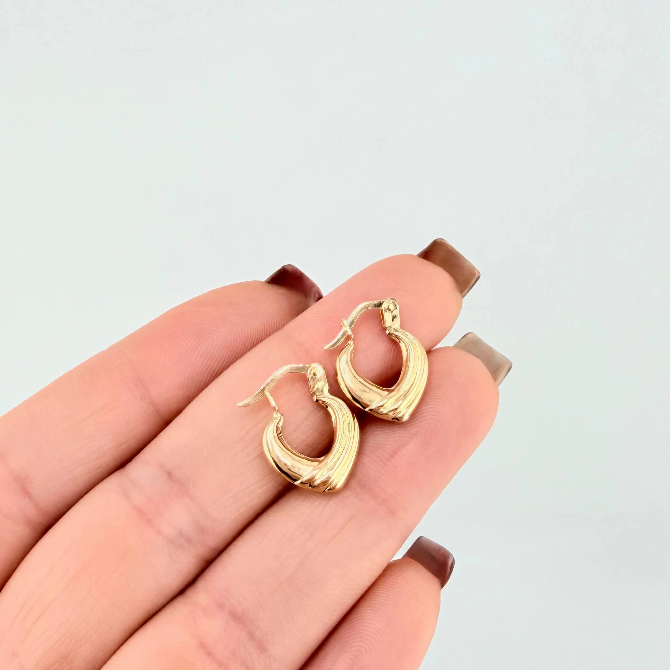 Candongas Corazon Rayado 1.05gr / 1/2 in / Oro Amarillo 18K - Image 4