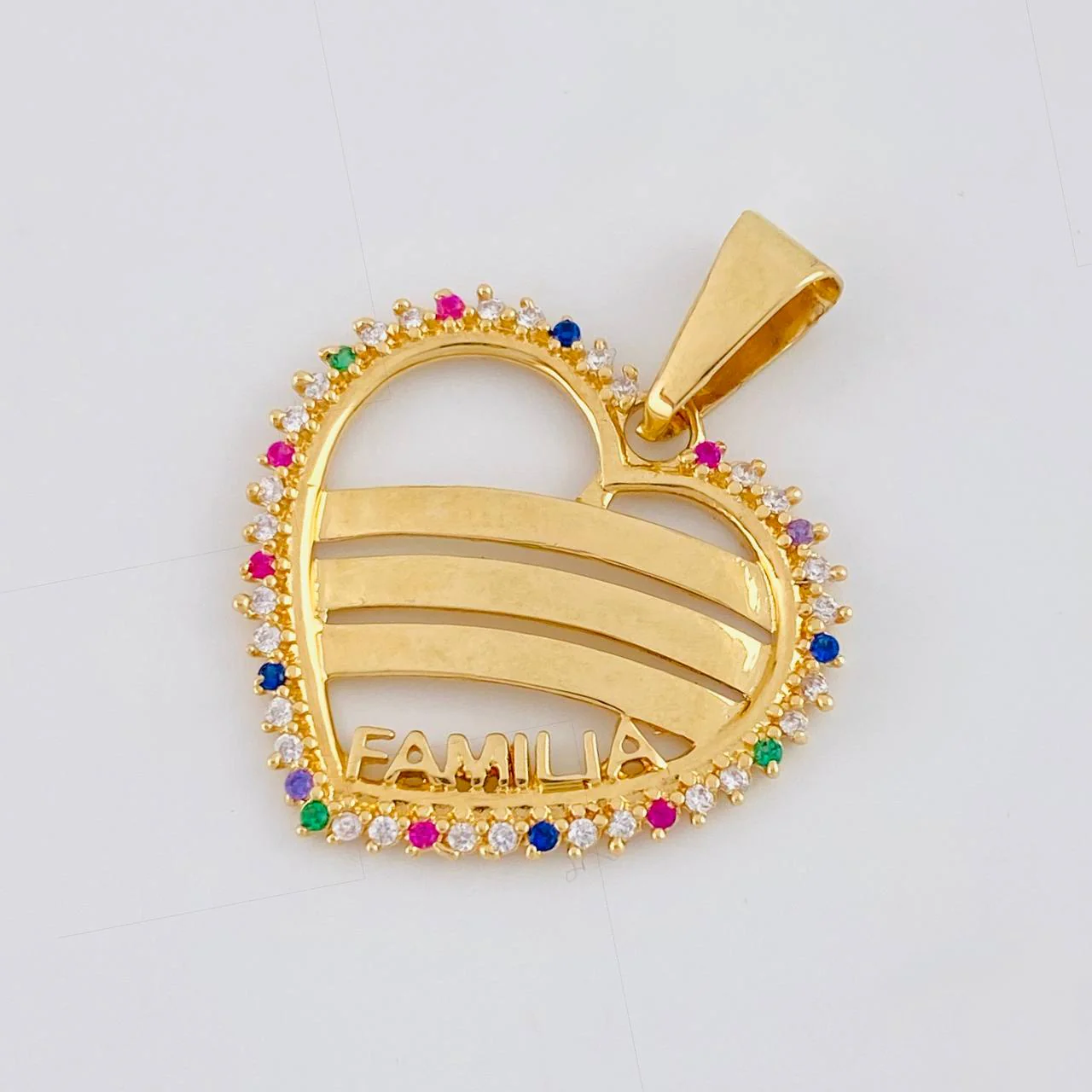 Dije Corazón Familia 3.35g / 1 1/4 in Oro Amarillo 18K - Image 3