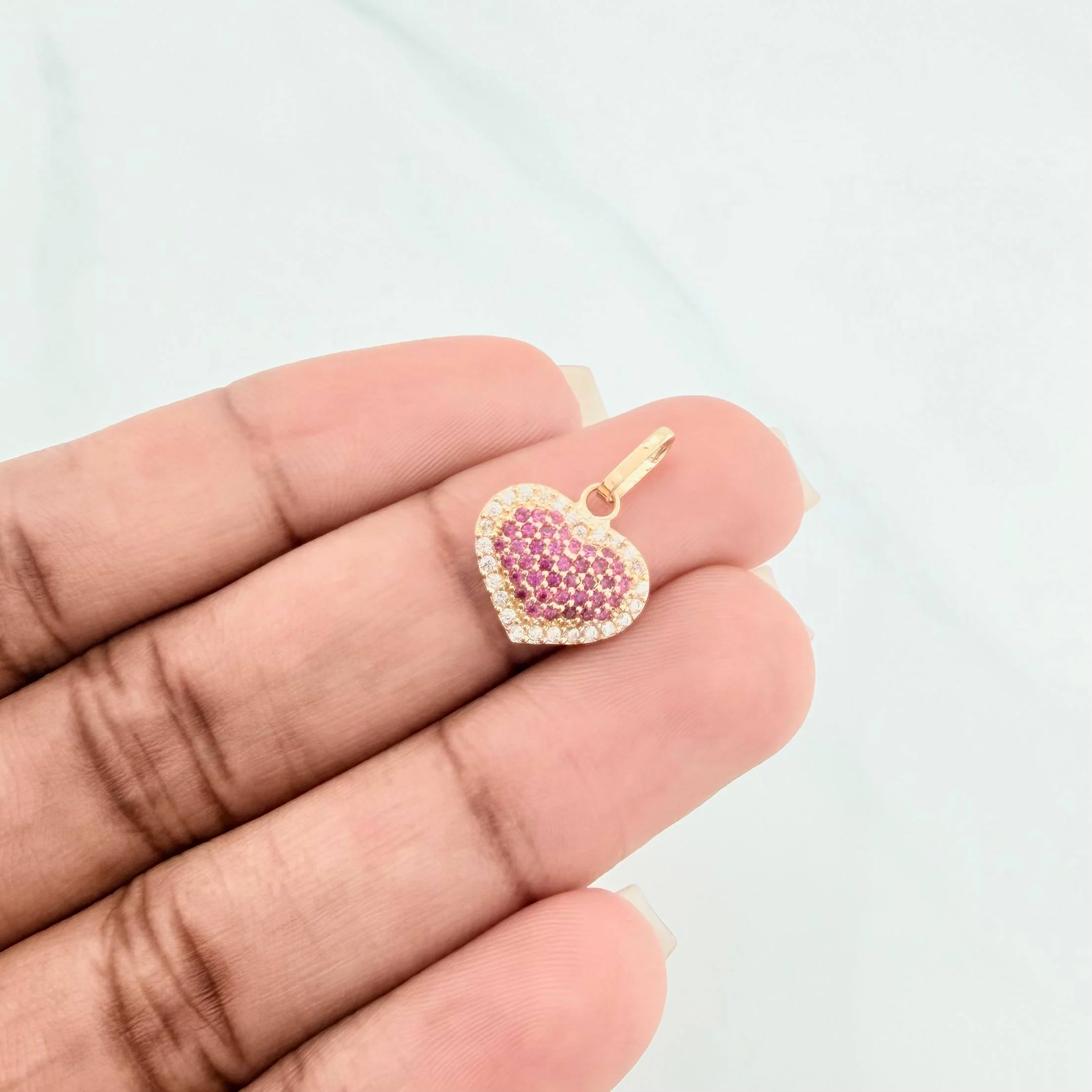 Dije Corazón Tupido 1.65 g / 3/4 in Oro Amarillo 18K - Image 4