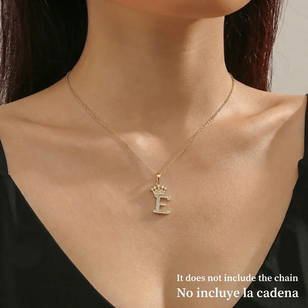 Dije Corona Letra E 1.85gr / 1 in / Oro Amarillo 18K * - Image 2