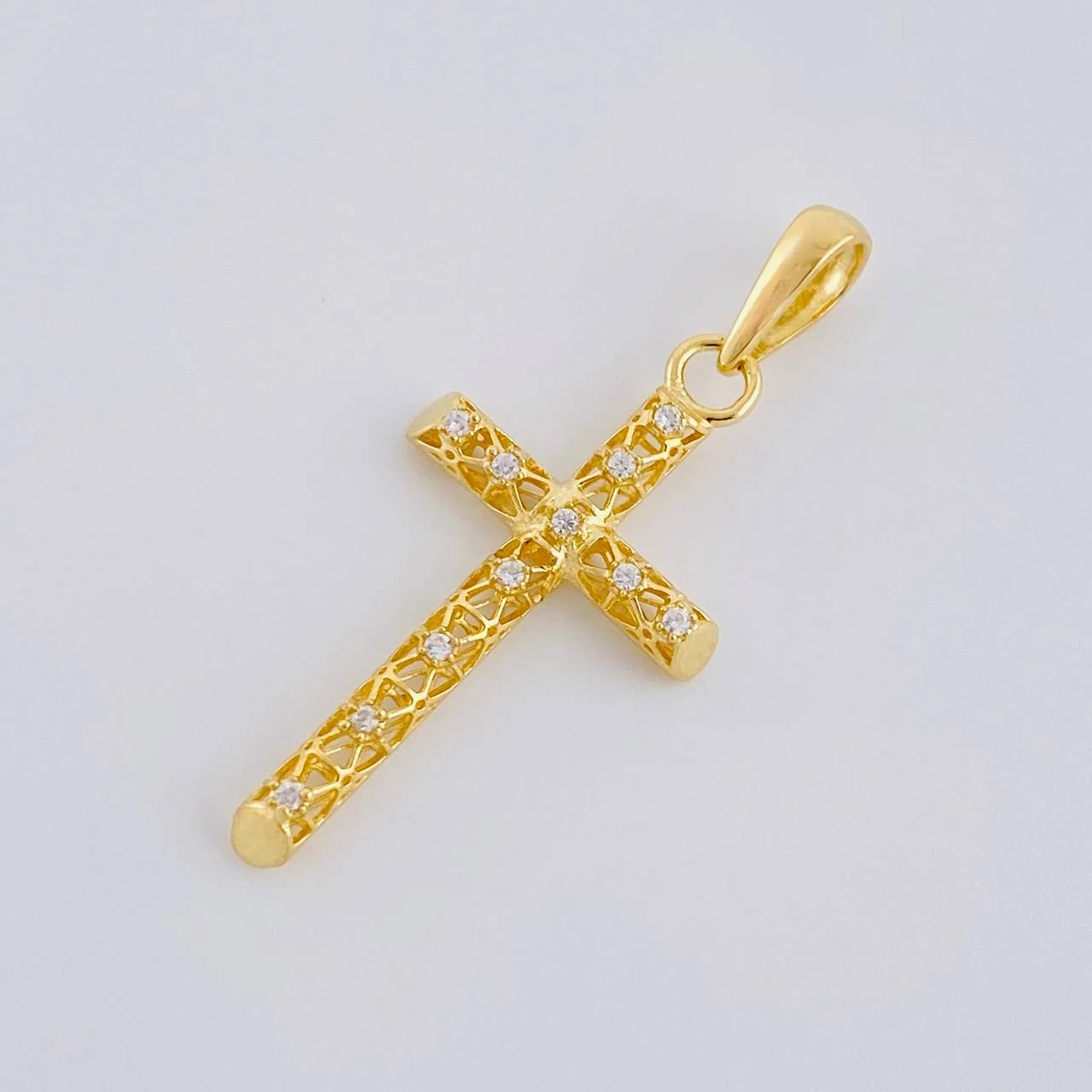 Dije Cruz Azulejo Filigrana 1.4 g / 1 1/2 in Oro Amarillo 18K - Image 3
