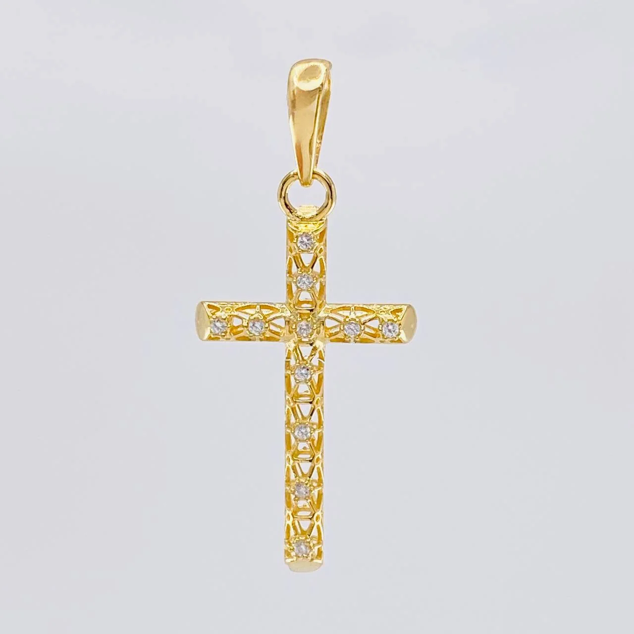 Dije Cruz Azulejo Filigrana 1.6 g / 1 1/2 in Oro Amarillo 18K - Image 2