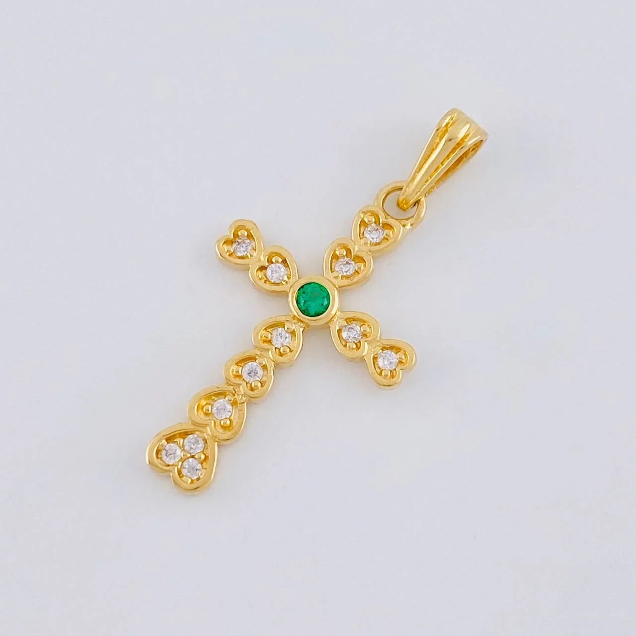 Dije Cruz Corazón 1.7 g / 1 1/4 in Oro Amarillo 18K - Image 3