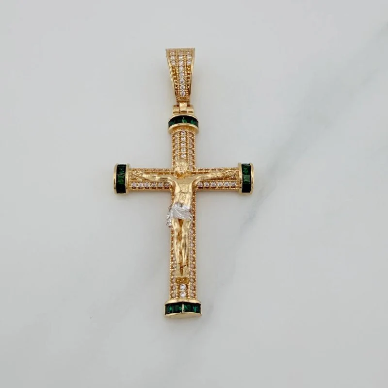 Dije Cruz Cristo 7.5 g / 2 in Dos Oros Amarillo Blanco 18K - Image 2