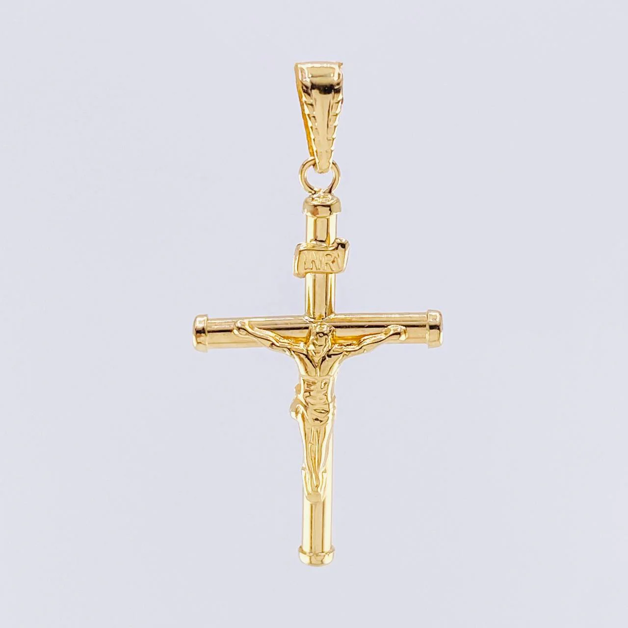 Dije Cruz Cristo Baston 1.4gr / 1 3/4 in / Oro Amarillo 18K © - Image 2