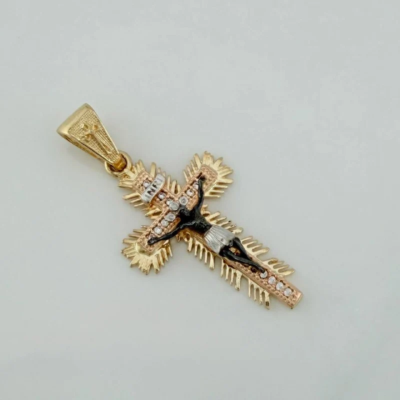 Dije Cruz Cristo Milagroso De Buga 3.85 g / 1 1/2 in Tres Oros 18K - Image 3