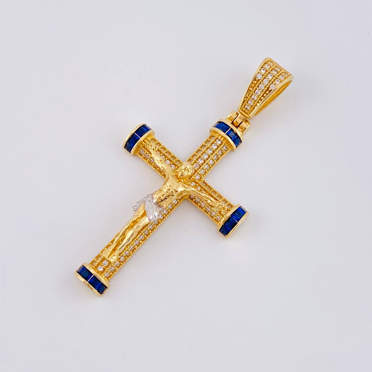 Dije Cruz Cristo Tornillo 7.85 g / 2 in Dos Oros Amarillo Blanco 18K - Image 4