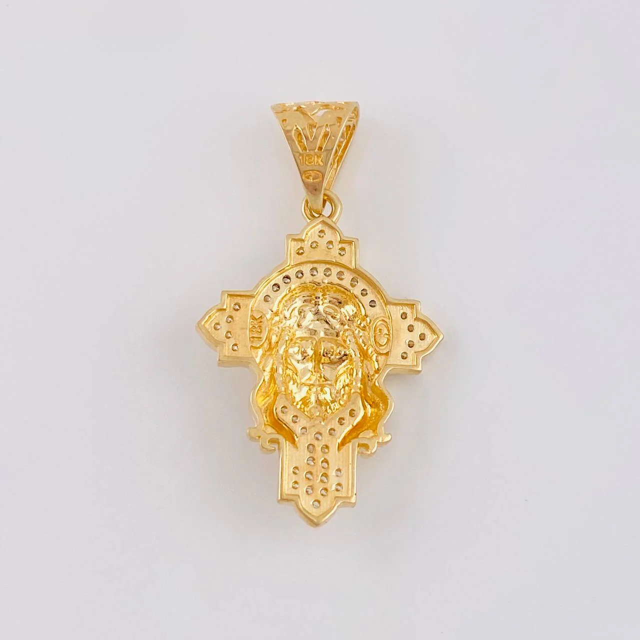 Dije Cruz Rostro Cristo 4.4 g / 1 1/2 in Dos Oros Amarillo Blanco 18K - Image 4