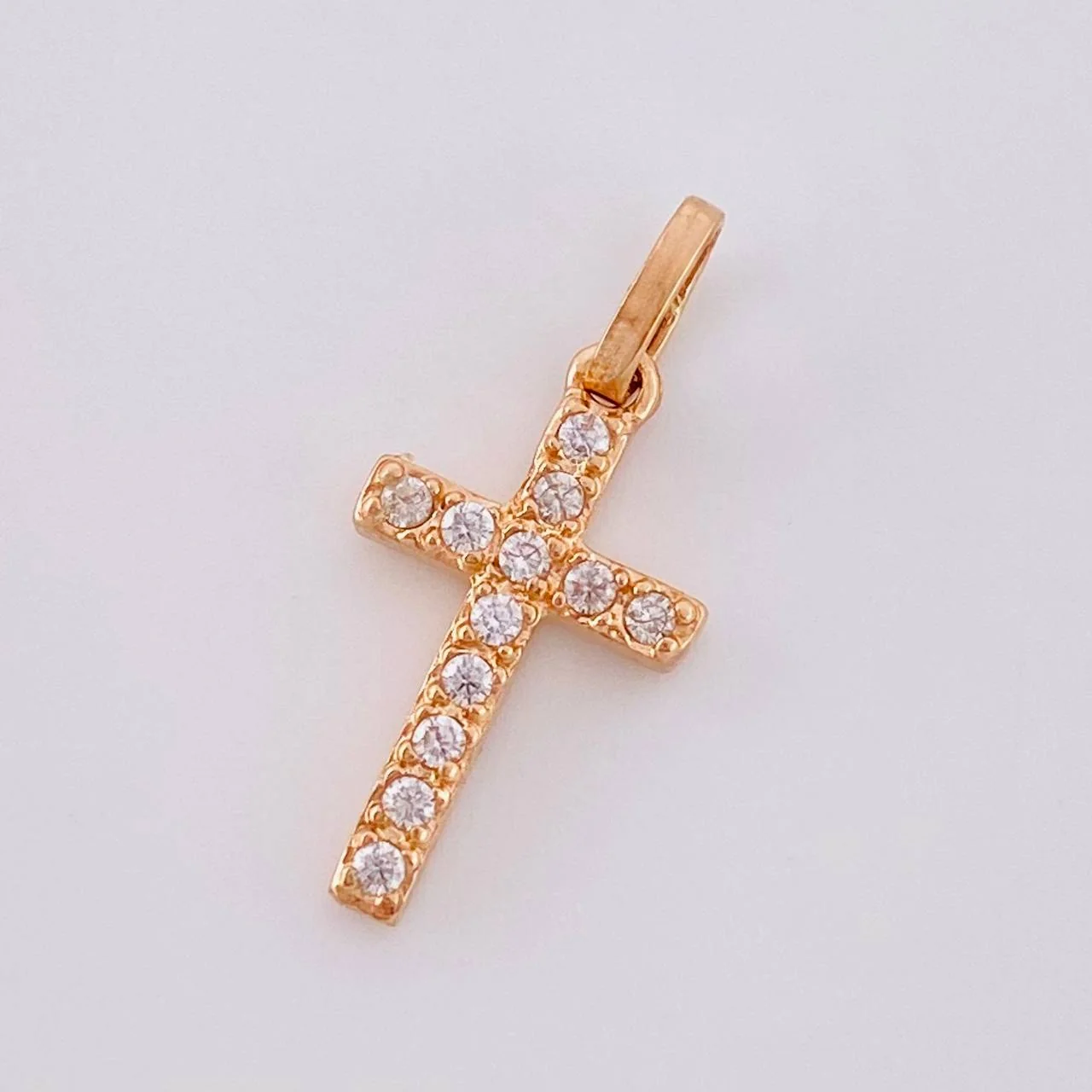 Dije Cruz Tupida 0.8 g / 3/4 in Oro Rosa 18K - Image 3