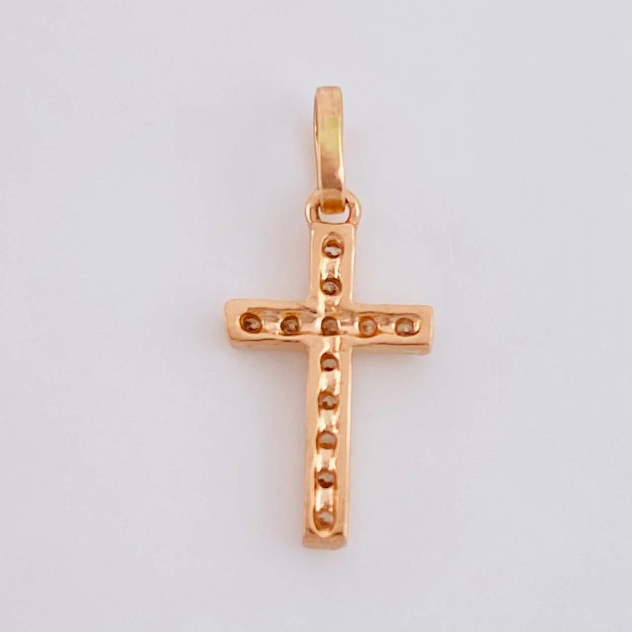 Dije Cruz Tupida 0.85 g / 3/4 in Oro Rosa 18K - Image 3
