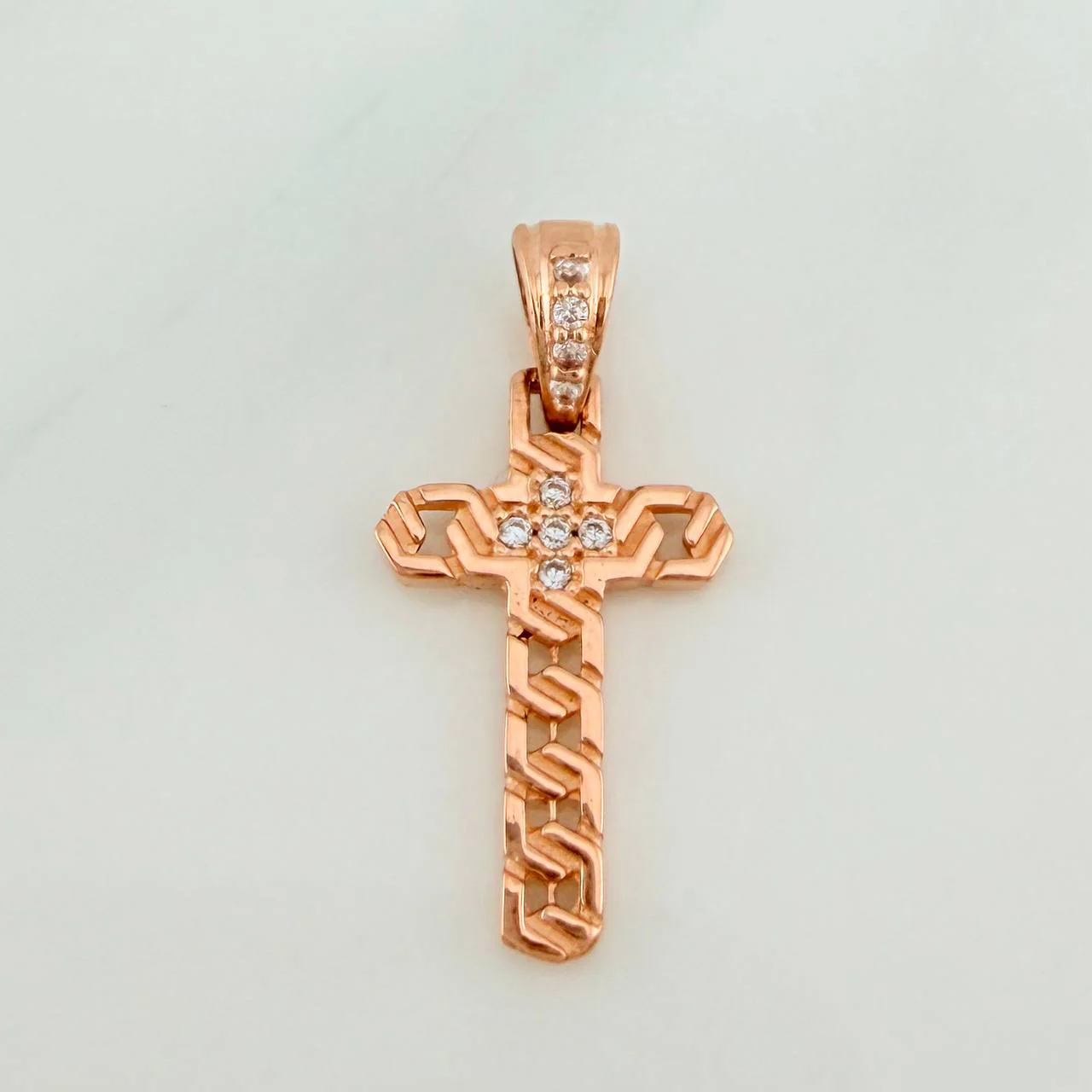Dije Cruz Zig Zag 1gr / 3/4 in / Oro Rosa 18K % - Image 3