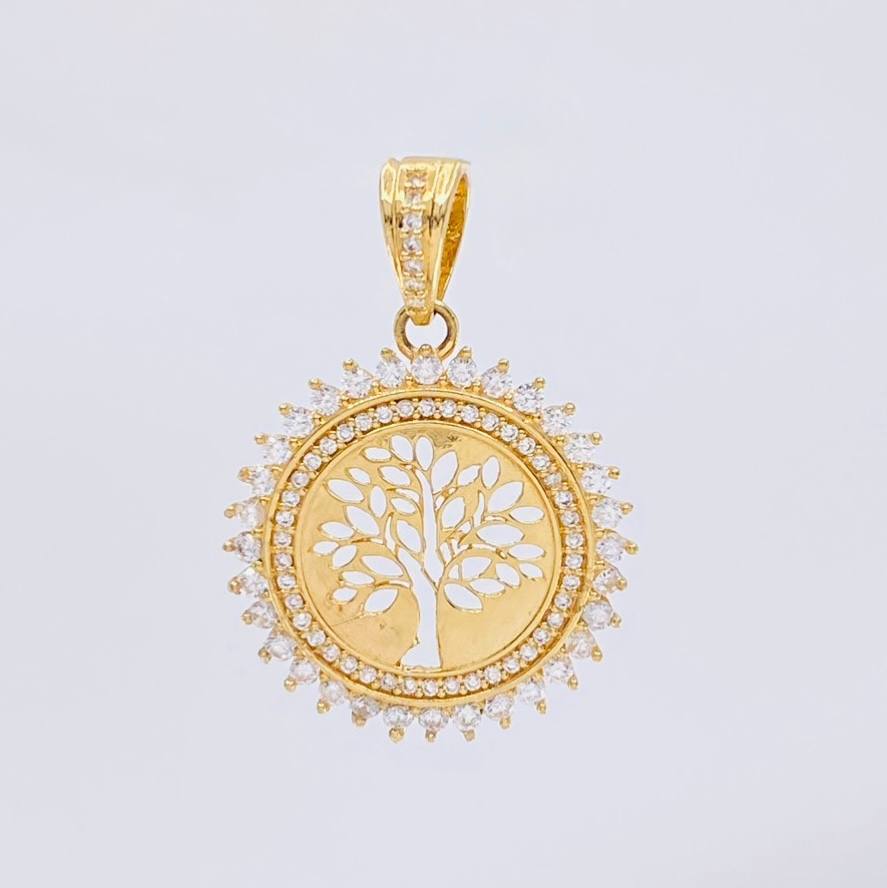 Dije Dije Medalla Arbol De La Vida 4.95 g / 1 1/4 in Oro Amarillo 18K - Image 2