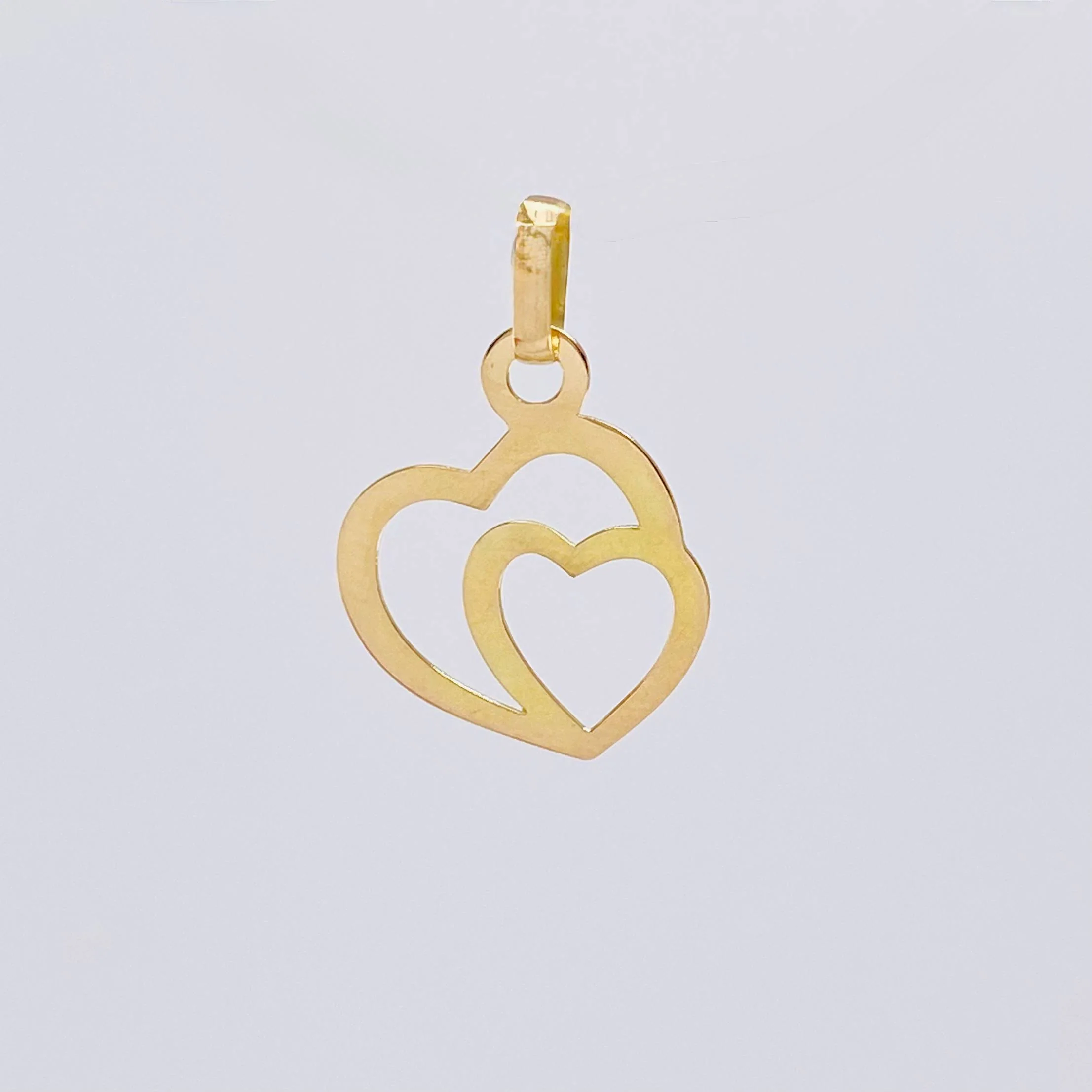Dije Doble Corazon 0.4gr / 3/4 in / Oro Amarillo 18K - Image 2