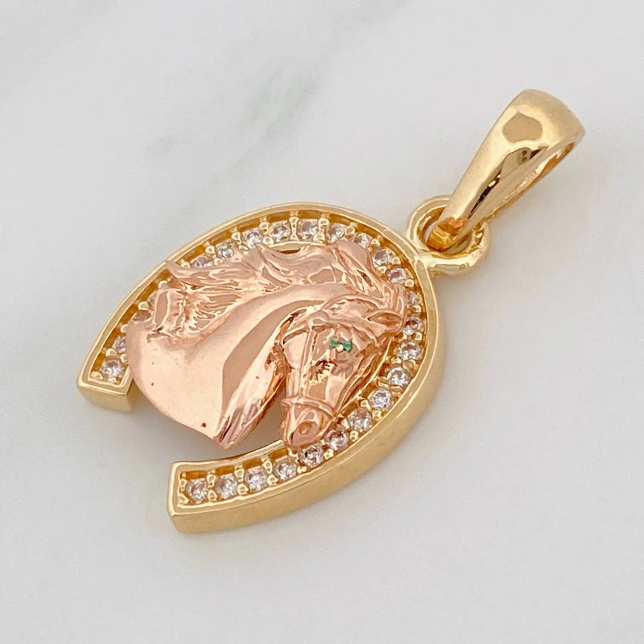 Dije Herradura Caballo 2.55g / 3/4 in Dos Oros Amarillo Rosa 18K - Image 3
