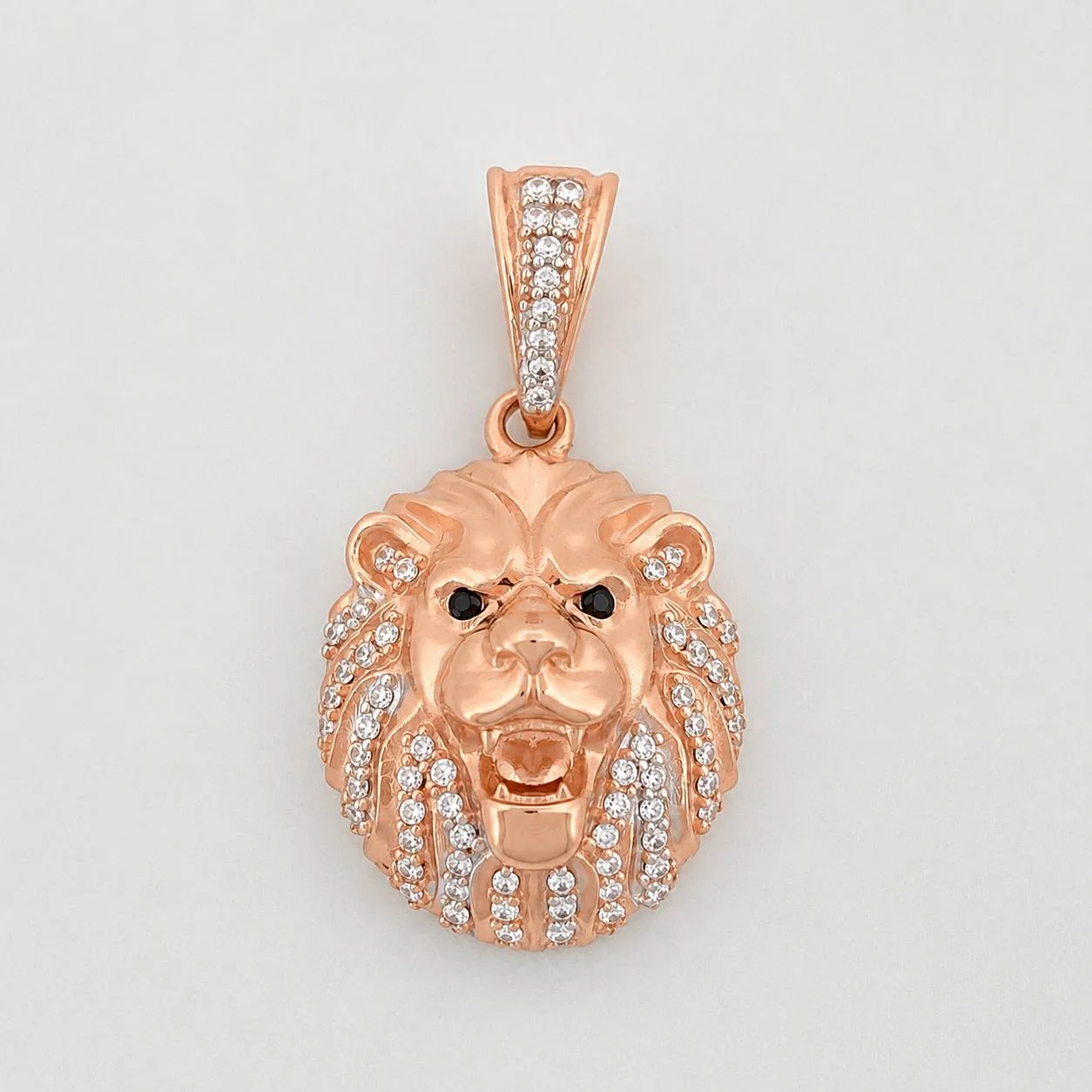 Dije Leon 4.8g / 1 1/4 in Dos Oros Blanco Rosa 18K