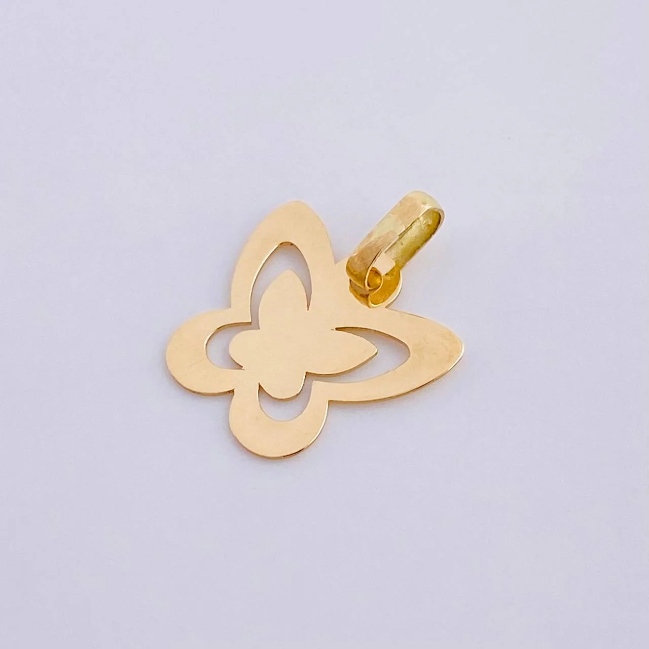 Dije Mariposa Doble Silueta 0.6 g / 3/4 in Oro Amarillo 18K - Image 2