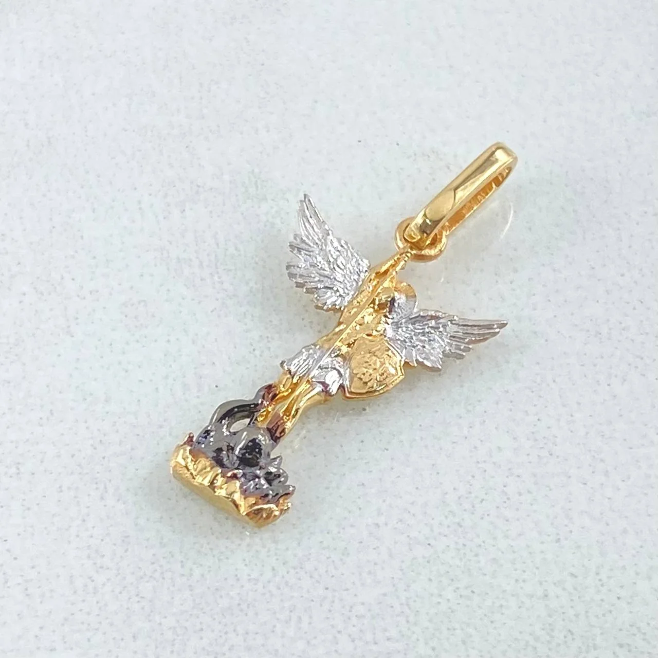Dije San Miguel 1.05g / 1 in Dos Oros Amarillo Blanco 18K - Image 2