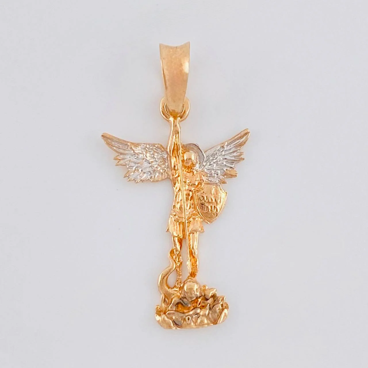 Dije San Miguel Arcangel 1.15 g / 1 in Dos Oros Blanco Rosa 18K