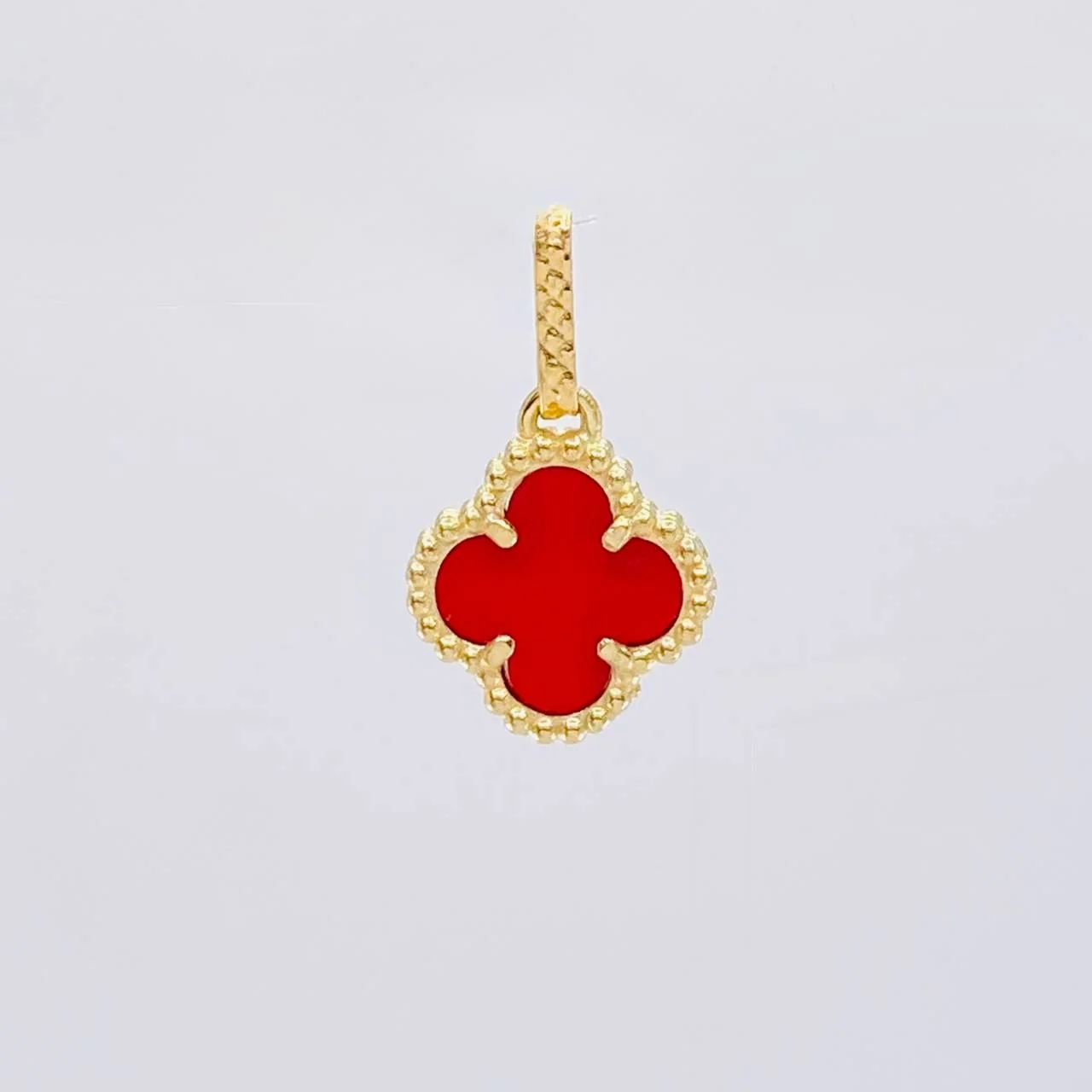 Dije Trebol Agata Roja 1.25 g / 1 in Oro Amarillo 18K - Image 4
