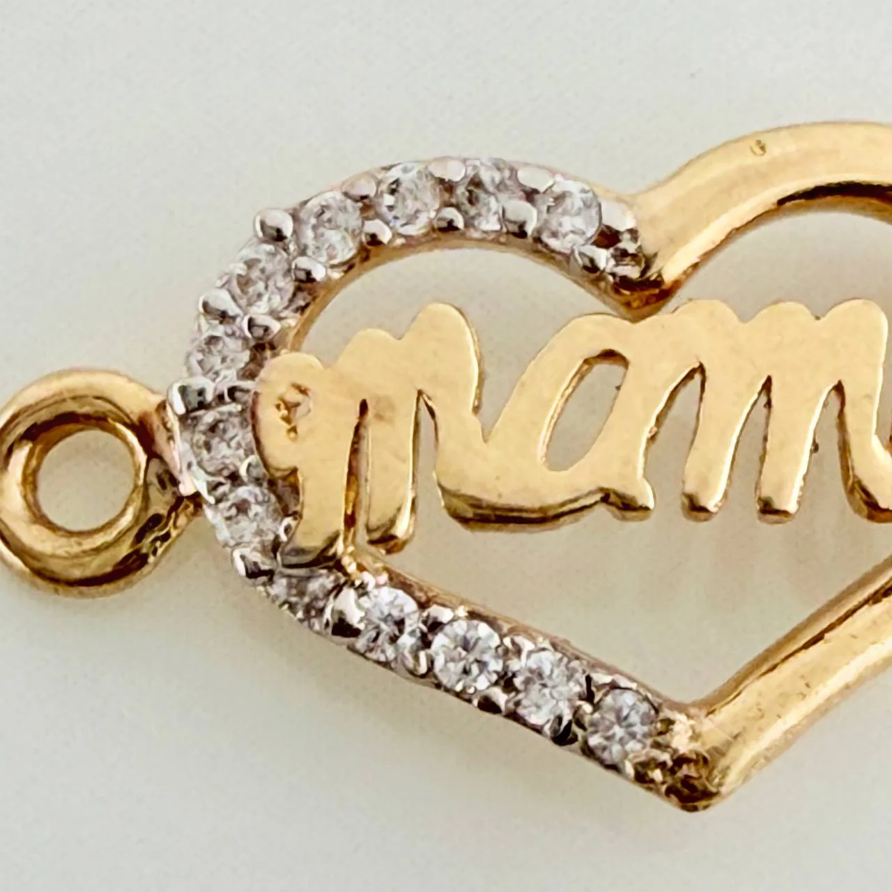 Herraje Corazon Mamá 0.95gr / 3/4 in / Dos Oros Amarillo Blanco 18K & - Image 3