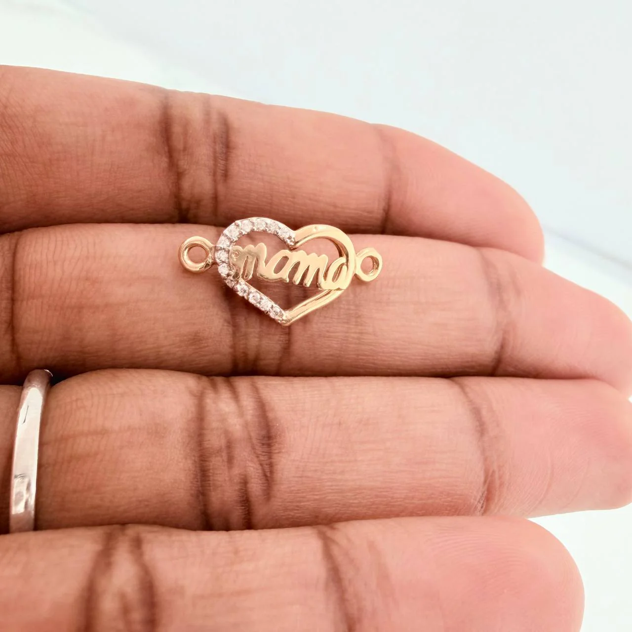 Herraje Corazon Mamá 0.95gr / 3/4 in / Dos Oros Amarillo Blanco 18K & - Image 4