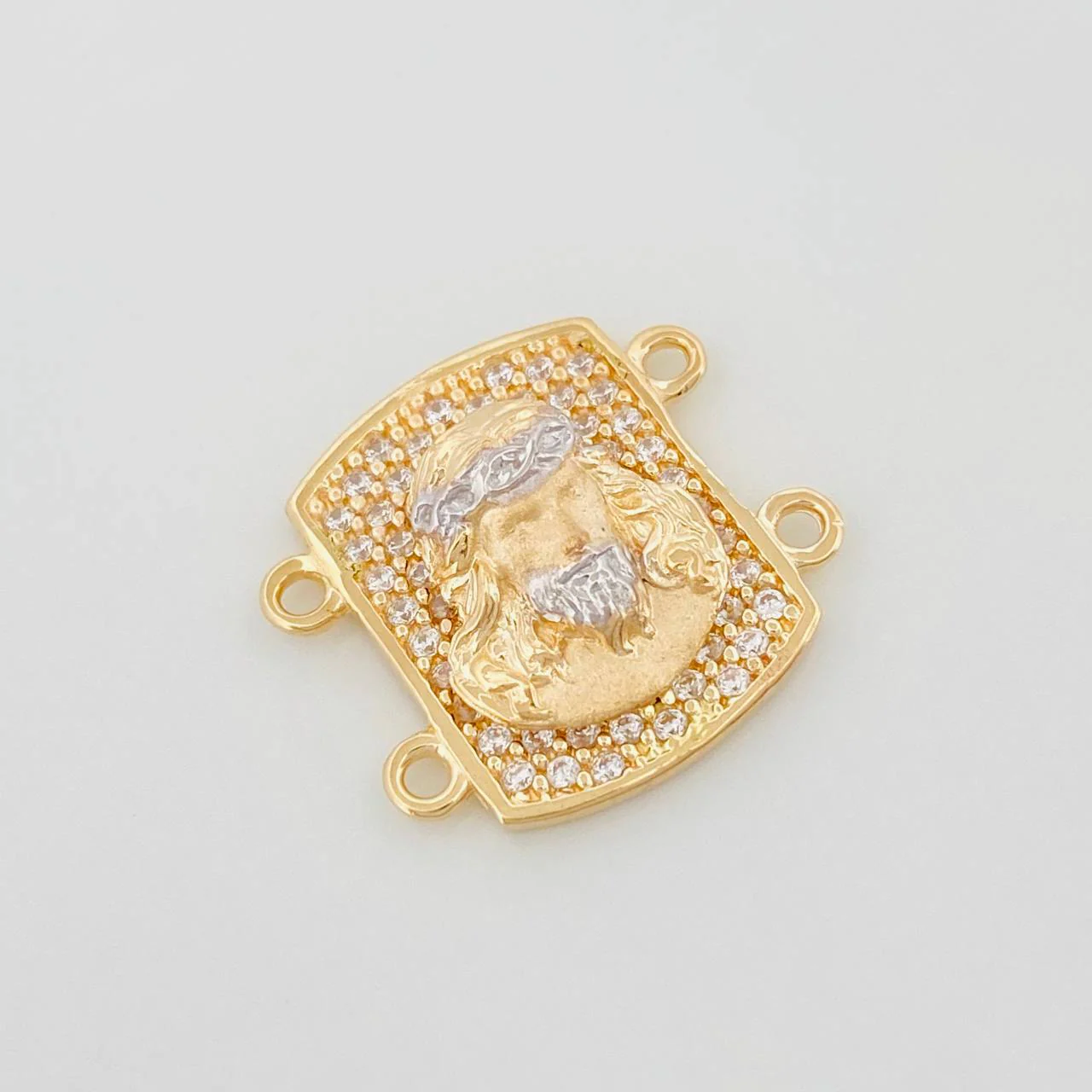 Herraje Cristo 2.75 g / 1/2 in Dos Oros Amarillo Blanco 18K - Image 3