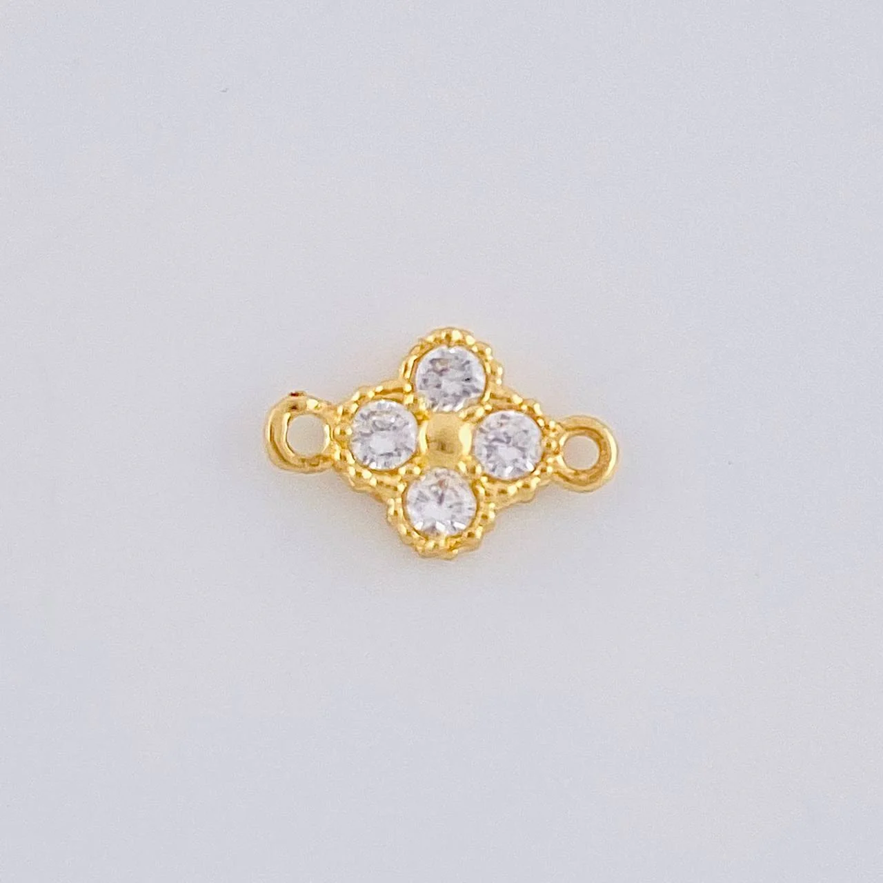 Herraje Flor Trebol Cuatro Hojas 0.45 g / 1/2 in Oro Amarillo 18K
