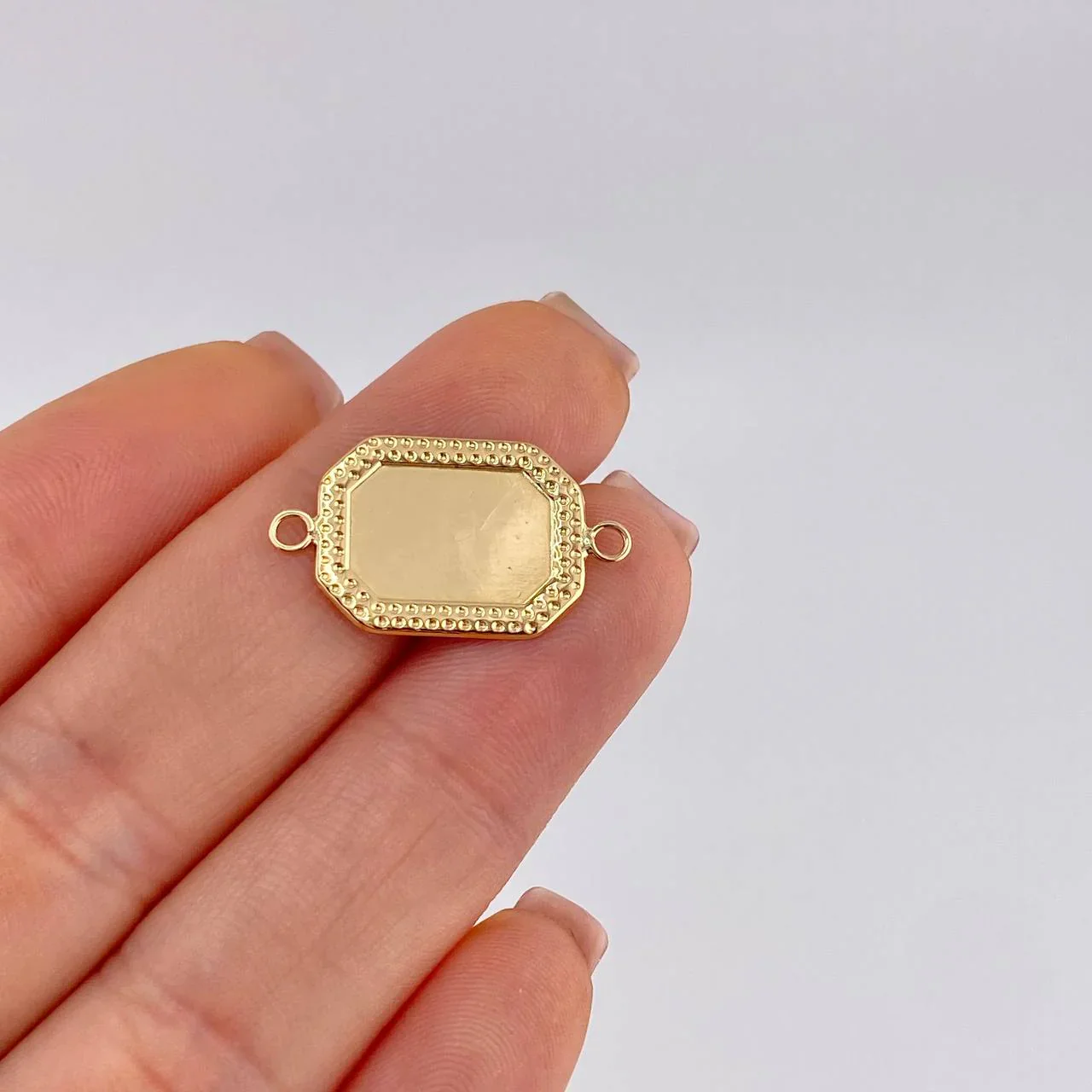 Herraje Placa Marco Bordeado 0.65 g / 3/4 in Oro Amarillo 18K - Image 5
