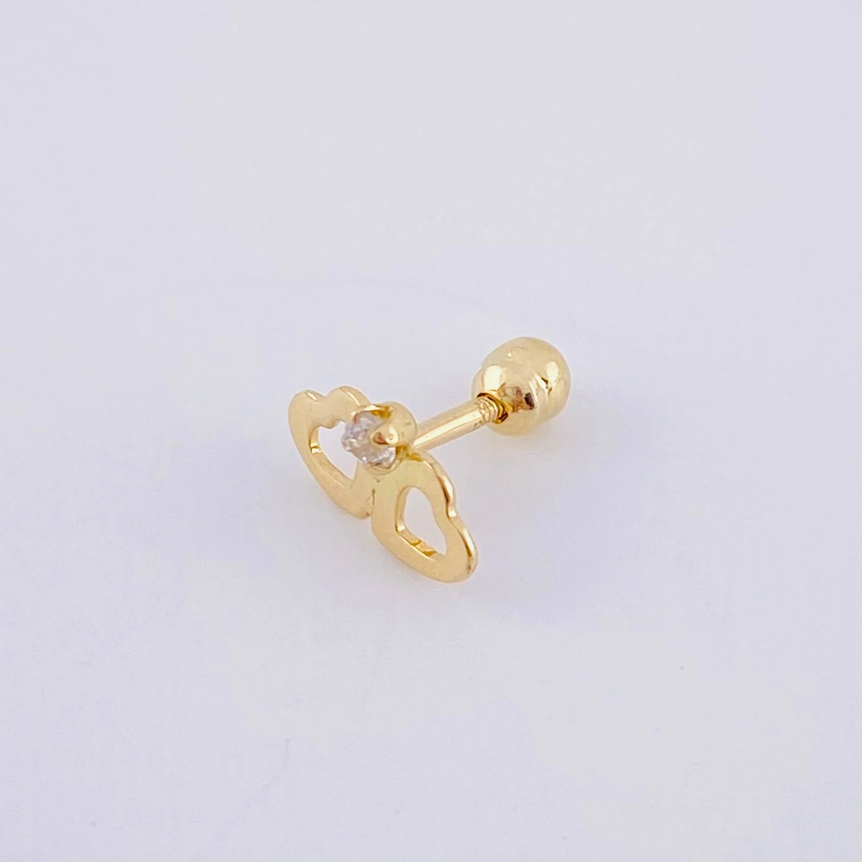 Piercing Chispa Duo Corazones 0.4 g / 1/2 in Oro Amarillo 18K - Image 3