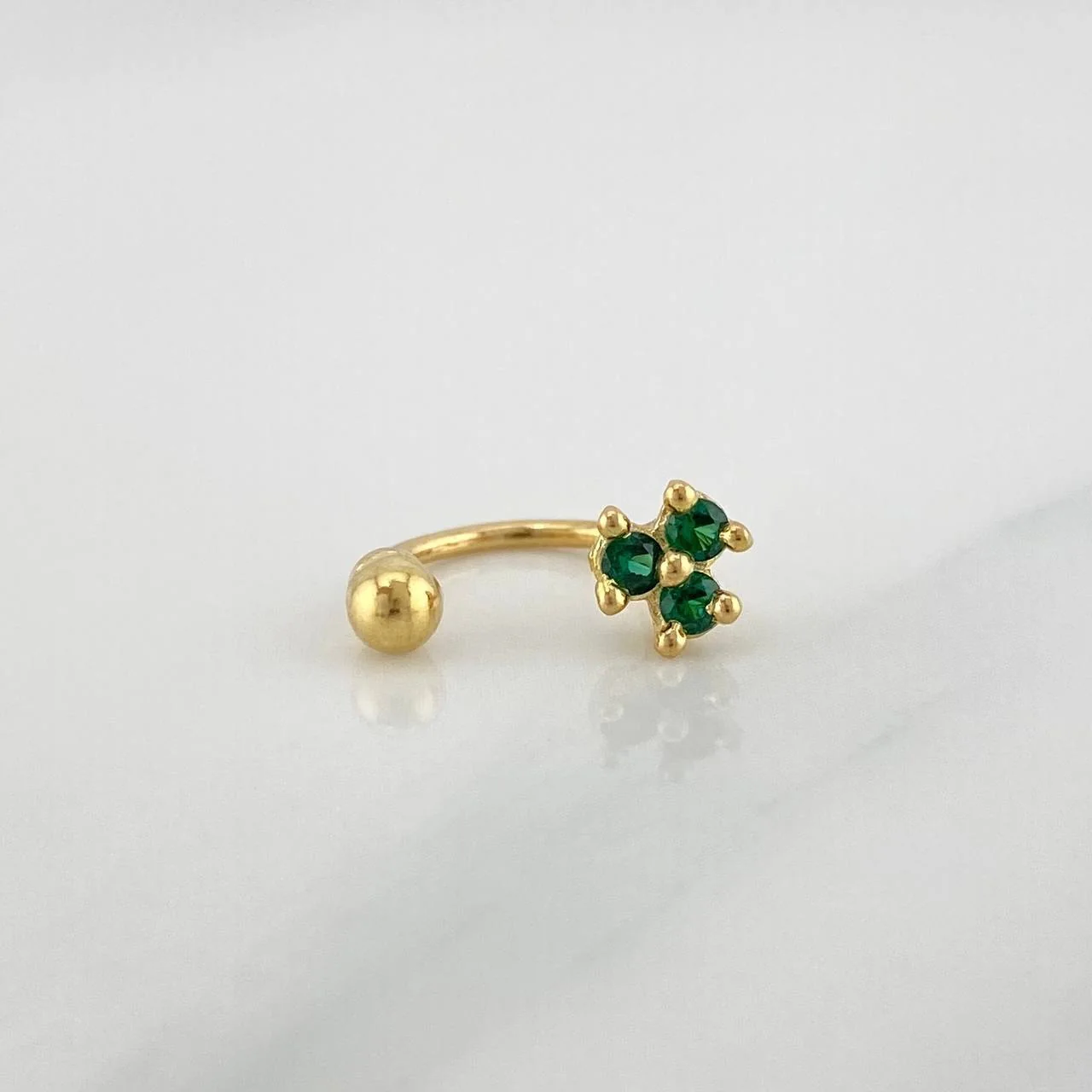 Piercing Curvo Flor 0.6 g / 1/2 in Oro Amarillo 18K