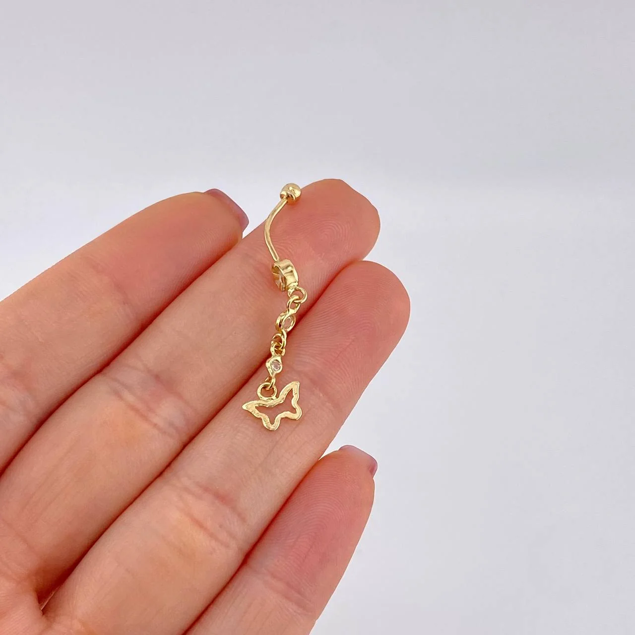 Piercing Mariposa Silueta Colgante 0.95g / 1 1/2 in Oro Amarillo 18K - Image 4