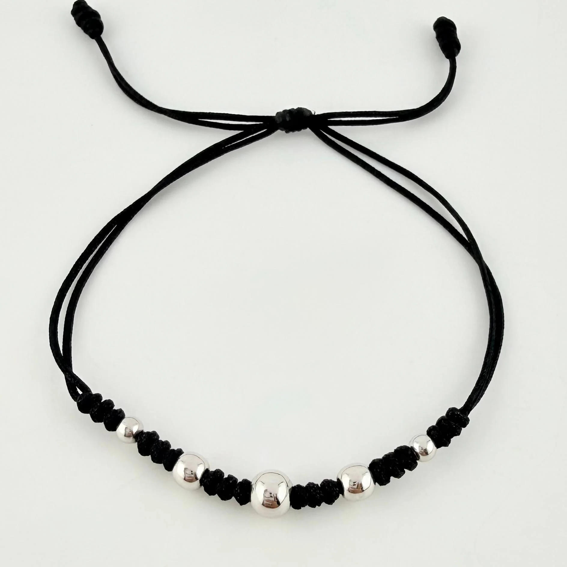 Pulsera Negra Secuencia Lisa 5und / 3mm-5mm Oro Blanco 18K * - Image 2