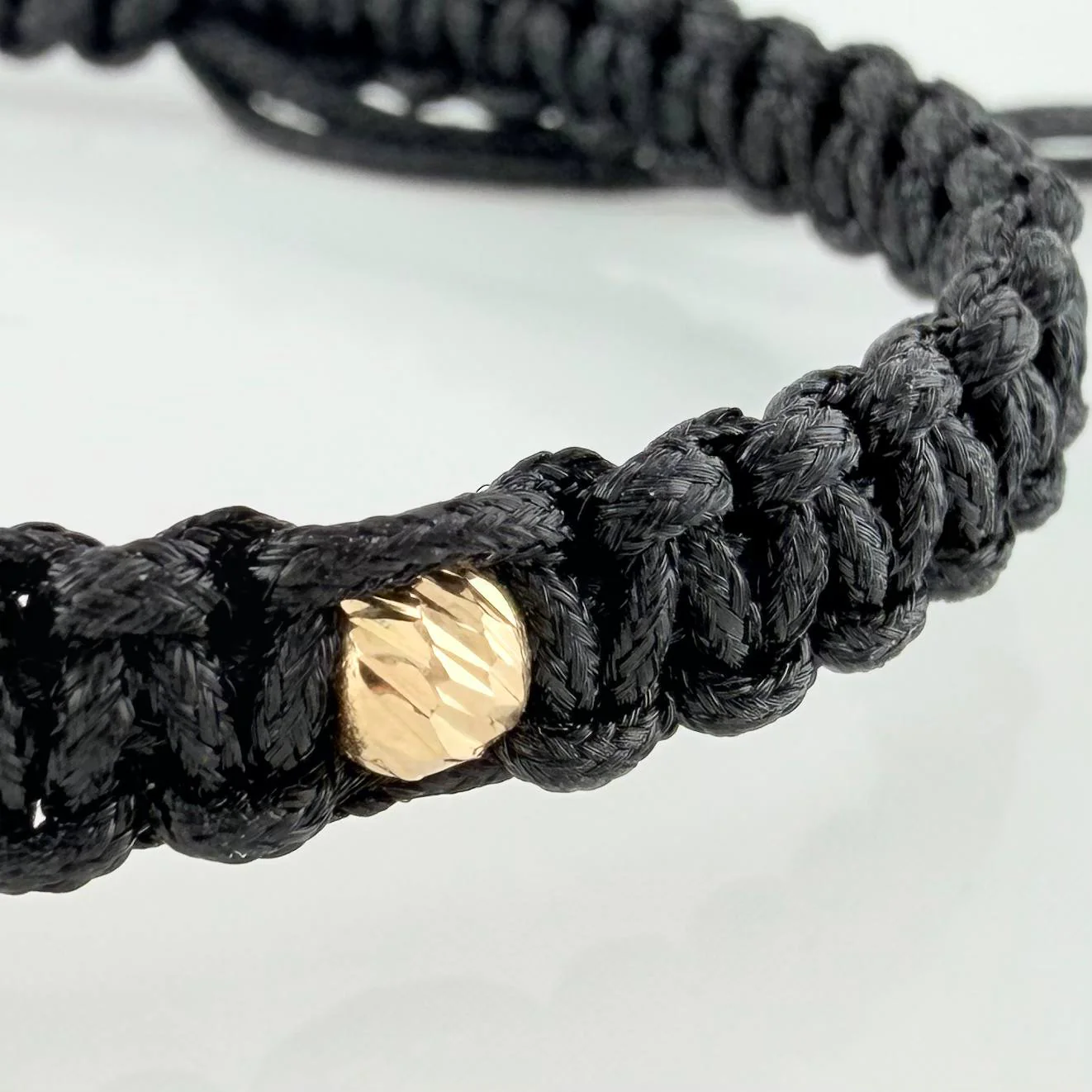 Pulsera Tejida Negra Corazón 4Mm 4 Und Oro Amarillo 18K - Image 4