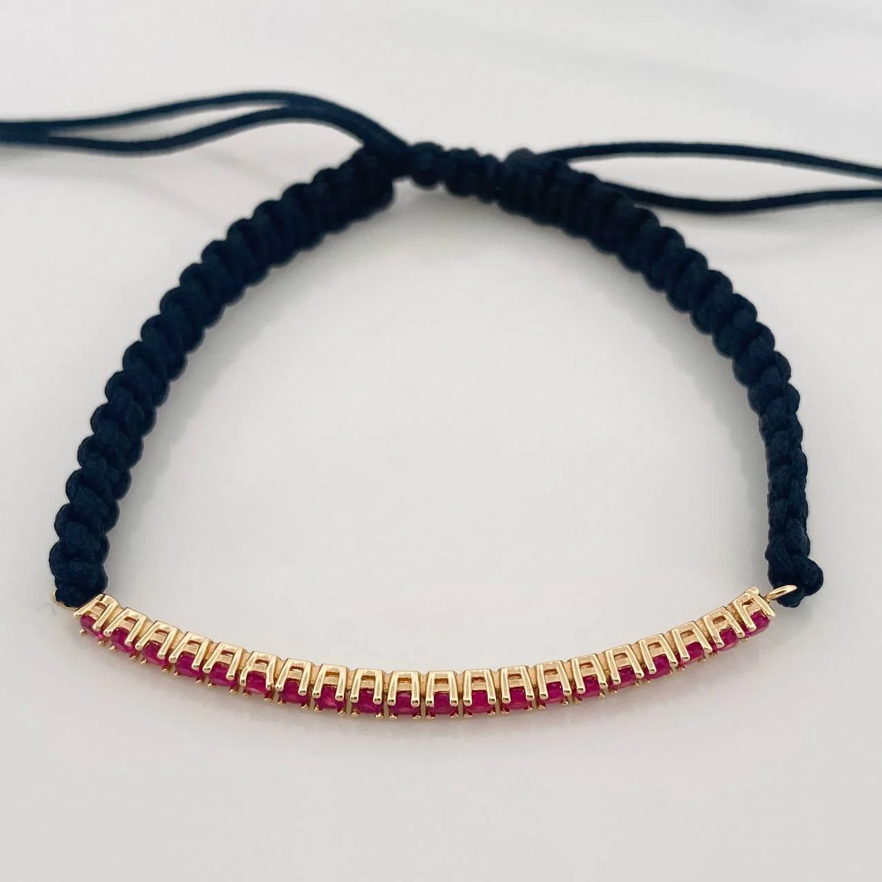 Pulsera Tejida Negra Tennis Oro Amarillo 18K - Image 2