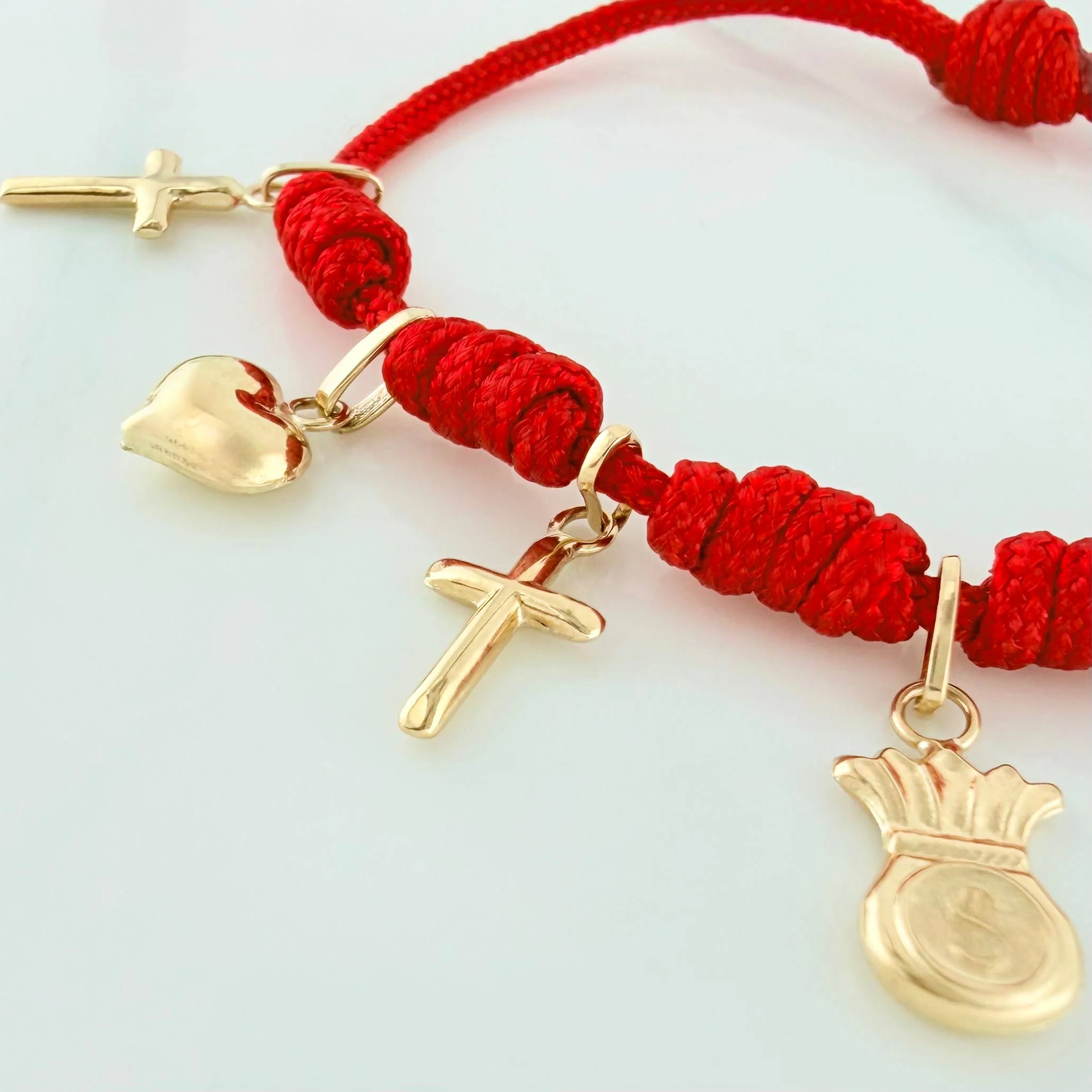 Pulsera Tejida Roja 1.5Cm 5 Und Oro Amarillo 18K - Image 3