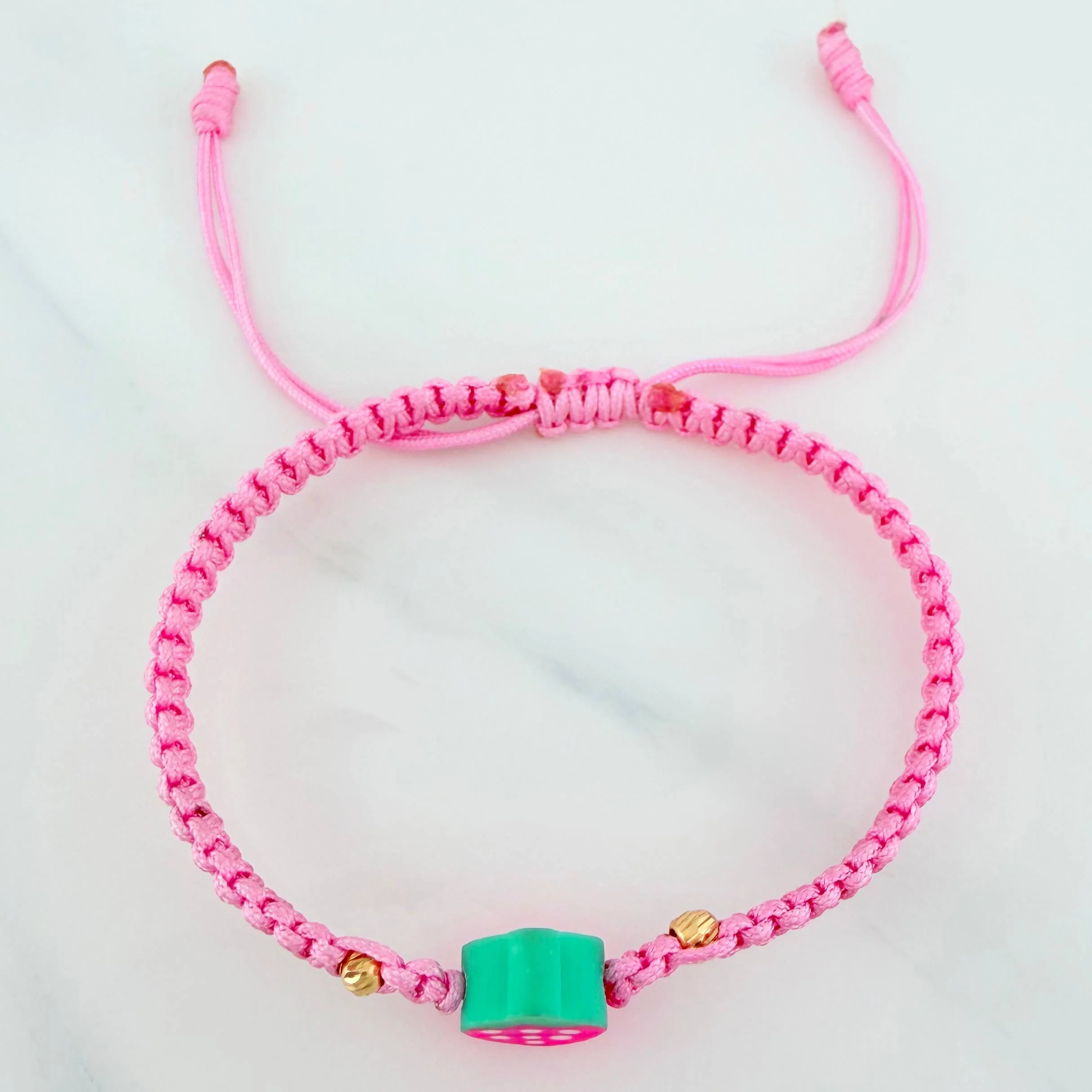 Pulsera Tejida Rosada Fresa 3Mm 2 Und Oro Amarillo 18K - Image 2
